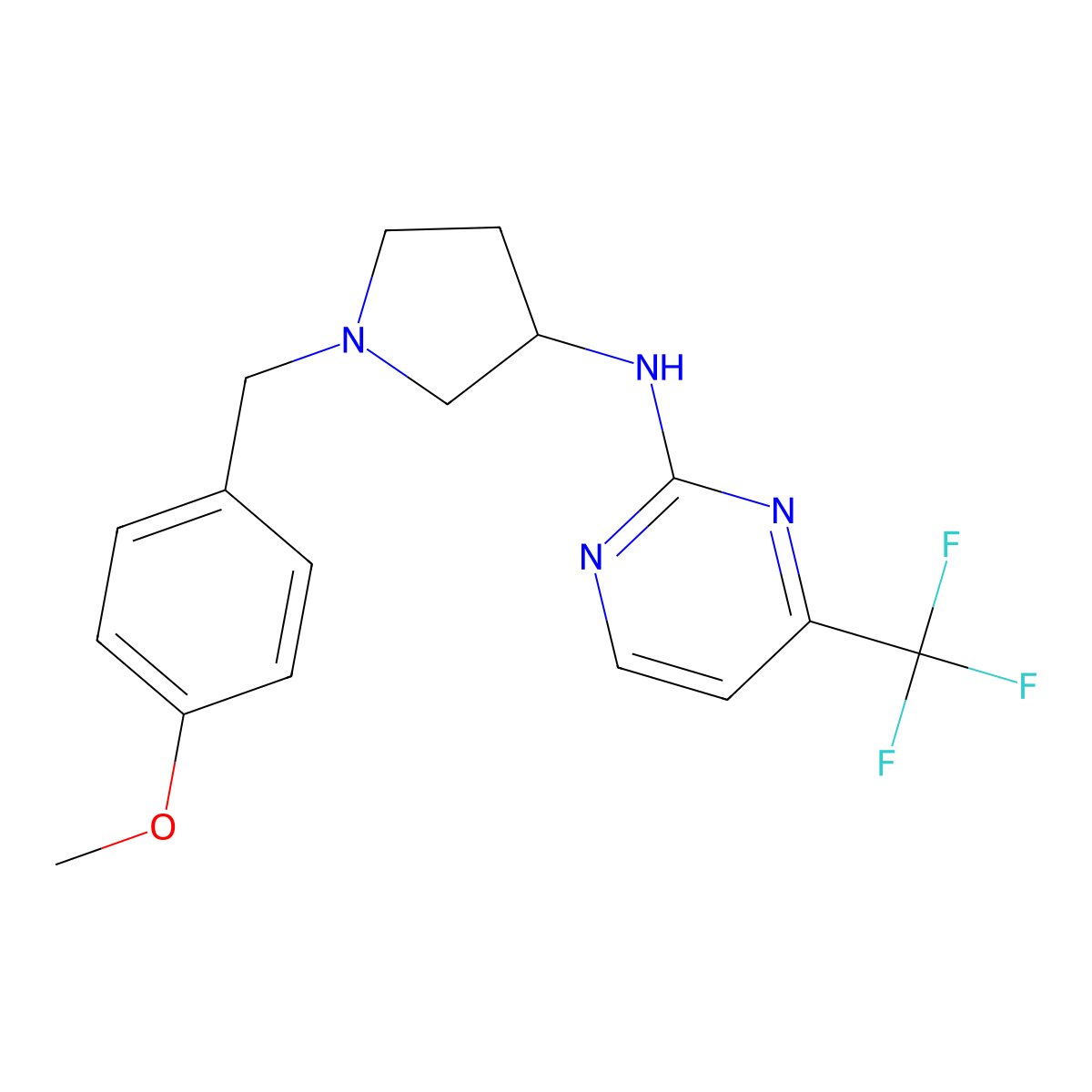 N-{1-[(4-methoxyphenyl)methyl]pyrrolidin-3-yl}-4-(trifluoromethyl)pyrimidin-2-amine molecular structure, CAS 3054611-78-5