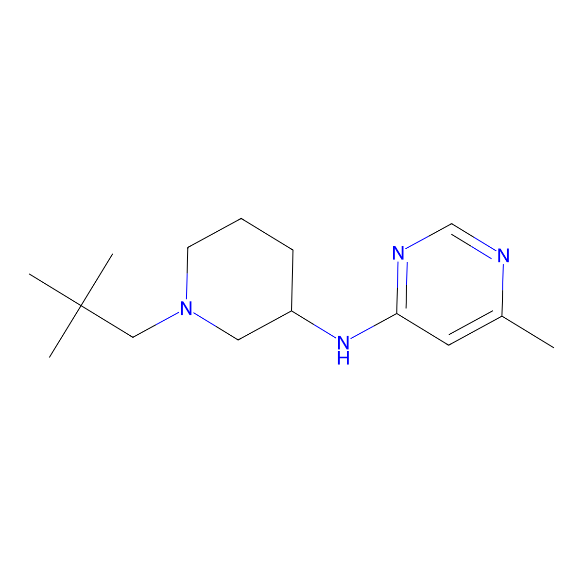 N-[1-(2,2-dimethylpropyl)piperidin-3-yl]-6-methylpyrimidin-4-amine molecular structure, CAS 3054611-79-6