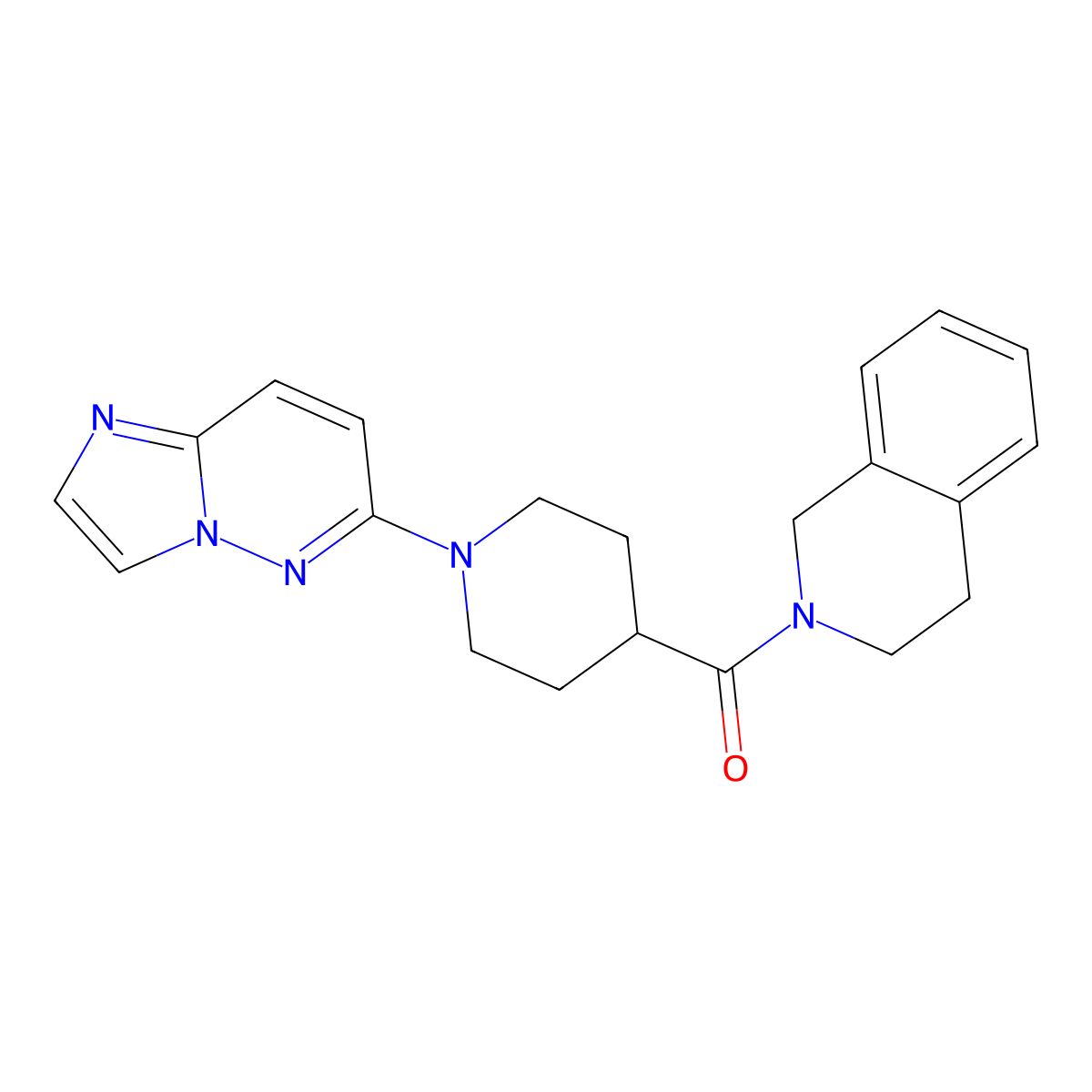 2-(1-{Imidazo[1,2-b]pyridazin-6-yl}piperidine-4-carbonyl)-1,2,3,4-tetrahydroisoquinoline molecular structure, CAS 3054611-83-2