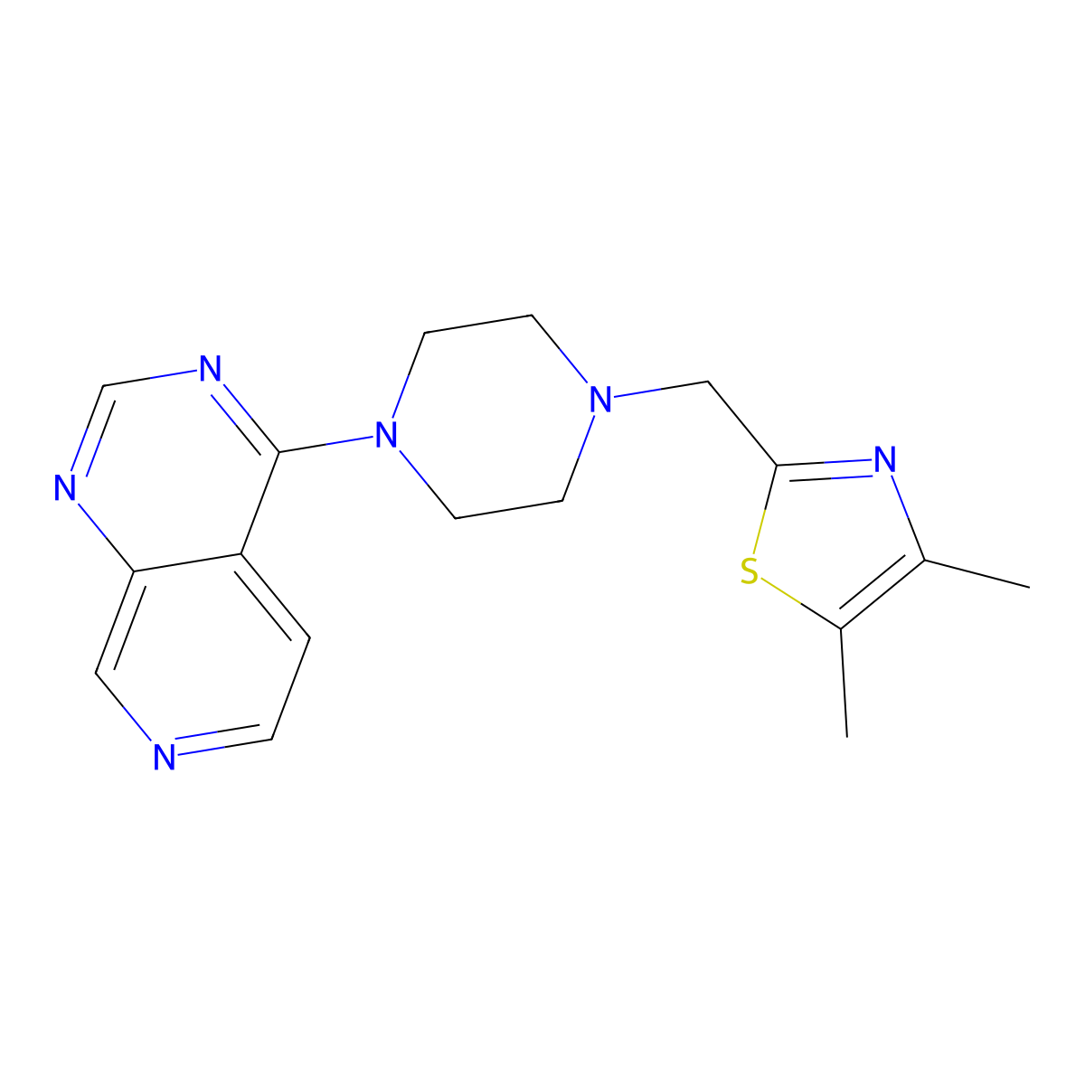 1-[(4,5-Dimethyl-1,3-thiazol-2-yl)methyl]-4-{pyrido[3,4-d]pyrimidin-4-yl}piperazine molecular structure, CAS 3054611-84-3