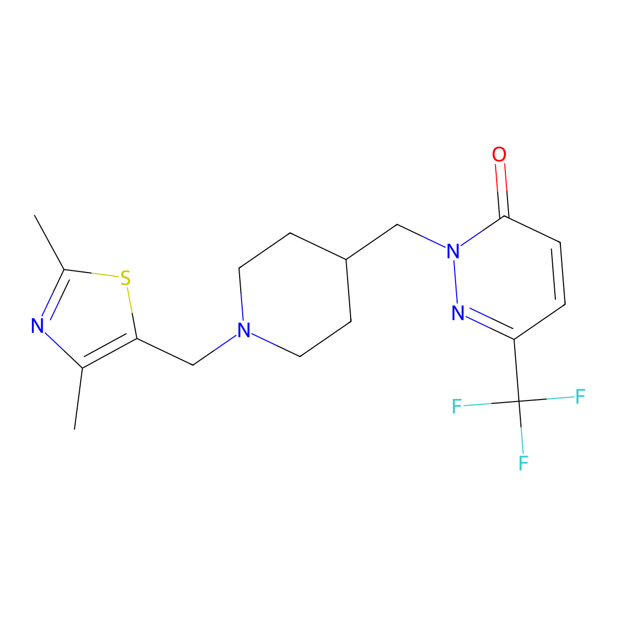 2-({1-[(2,4-Dimethyl-1,3-thiazol-5-yl)methyl]piperidin-4-yl}methyl)-6-(trifluoromethyl)-2,3-dihydropyridazin-3-one molecular structure, CAS 3054611-89-8