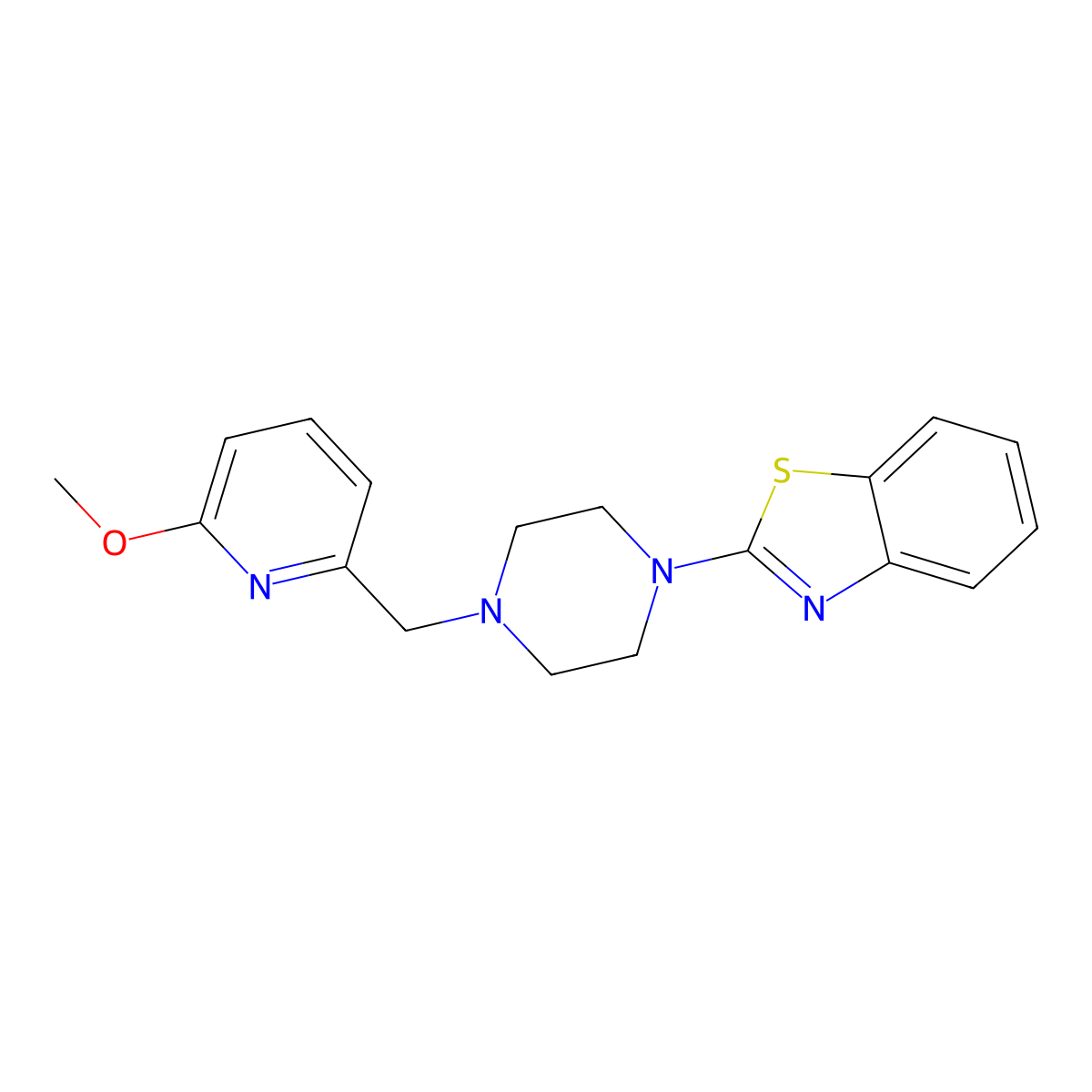 2-{4-[(6-Methoxypyridin-2-yl)methyl]piperazin-1-yl}-1,3-benzothiazole molecular structure, CAS 3054611-91-2
