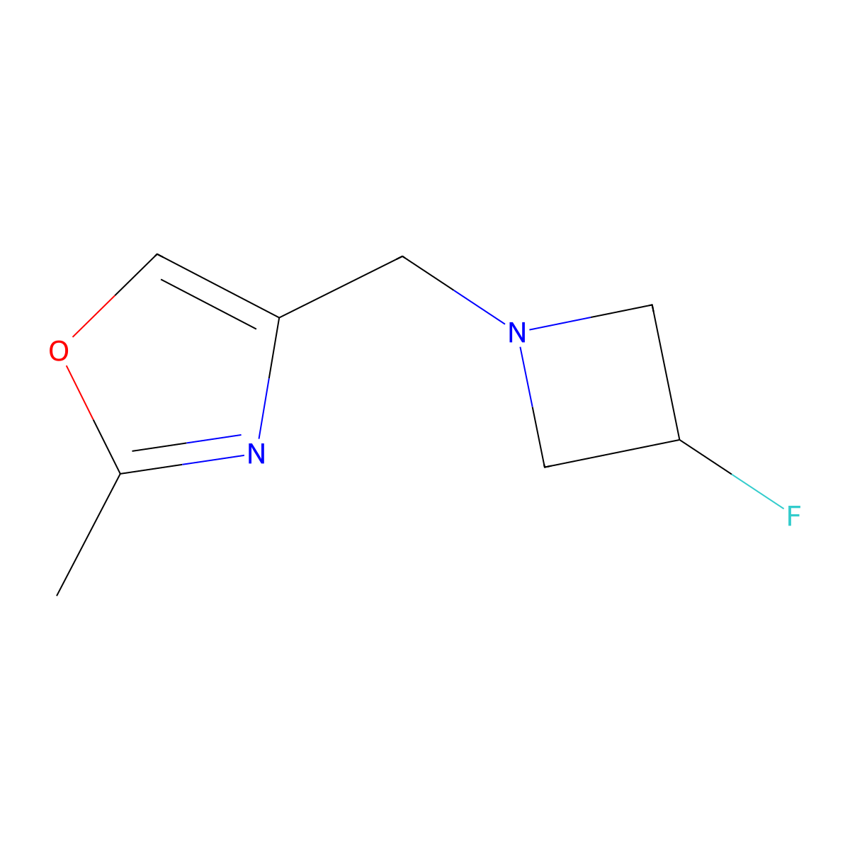 4-[(3-Fluoroazetidin-1-yl)methyl]-2-methyl-1,3-oxazole molecular structure, CAS 3054611-97-8