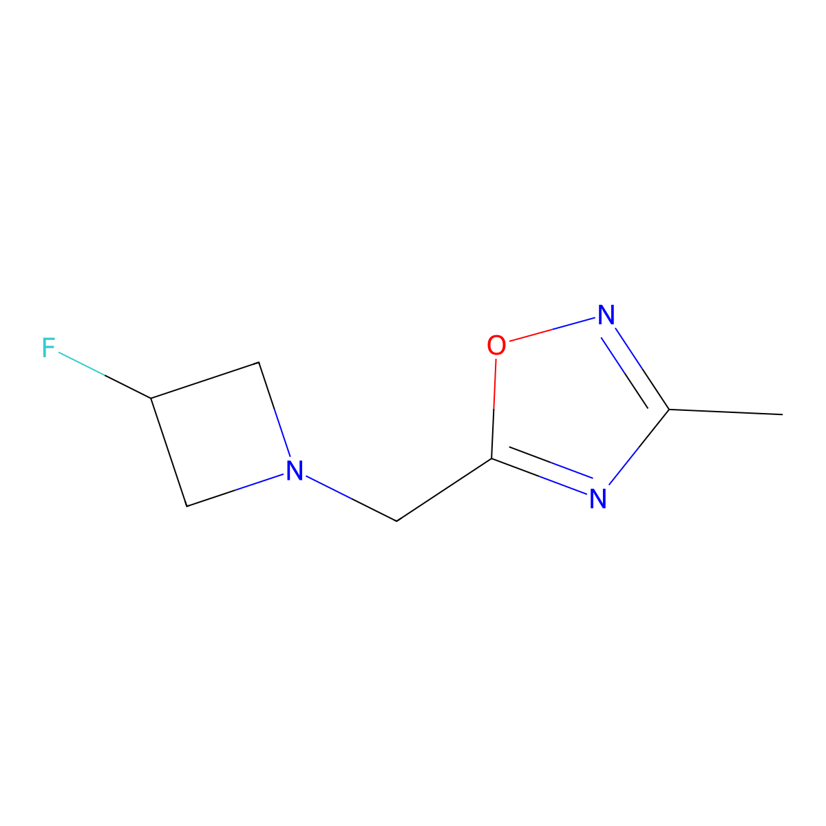 5-[(3-Fluoroazetidin-1-yl)methyl]-3-methyl-1,2,4-oxadiazole molecular structure, CAS 3054612-01-7