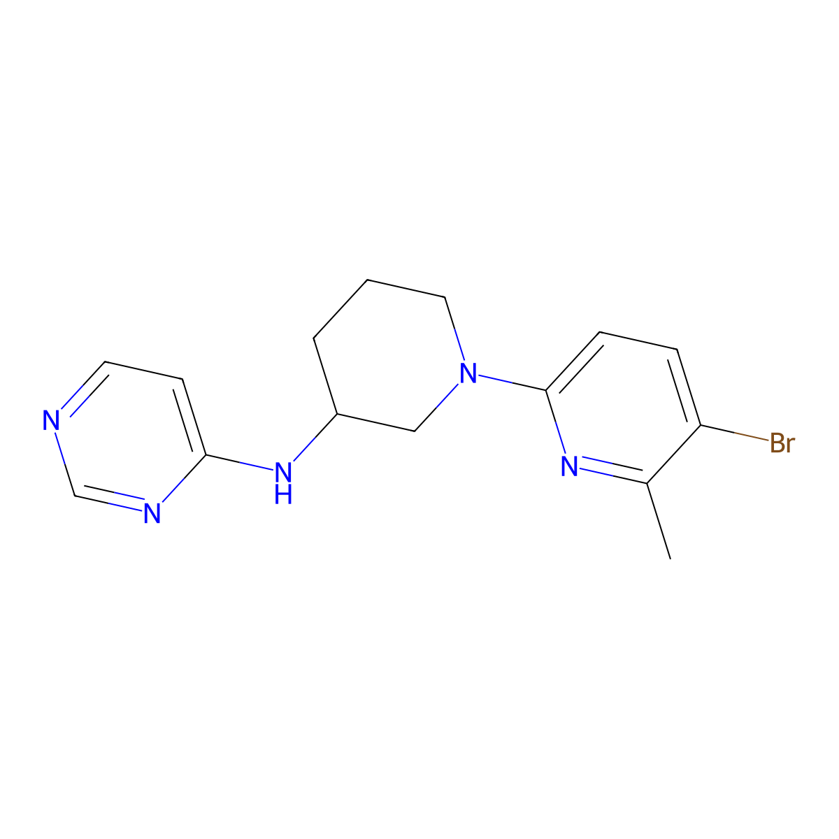 N-[1-(5-bromo-6-methylpyridin-2-yl)piperidin-3-yl]pyrimidin-4-amine molecular structure, CAS 3054612-07-3