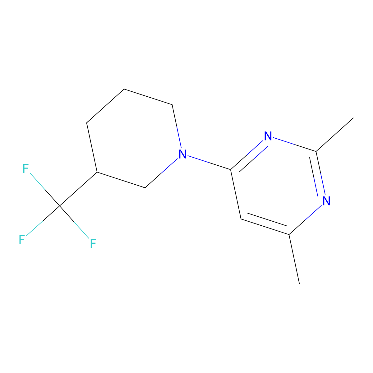 2,4-Dimethyl-6-[3-(trifluoromethyl)piperidin-1-yl]pyrimidine molecular structure, CAS 3054612-08-4