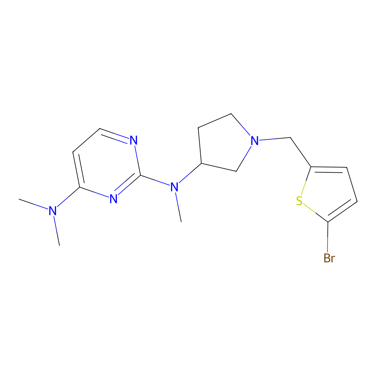 N2-{1-[(5-bromothiophen-2-yl)methyl]pyrrolidin-3-yl}-N2,N4,N4-trimethylpyrimidine-2,4-diamine molecular structure, CAS 3054612-10-8