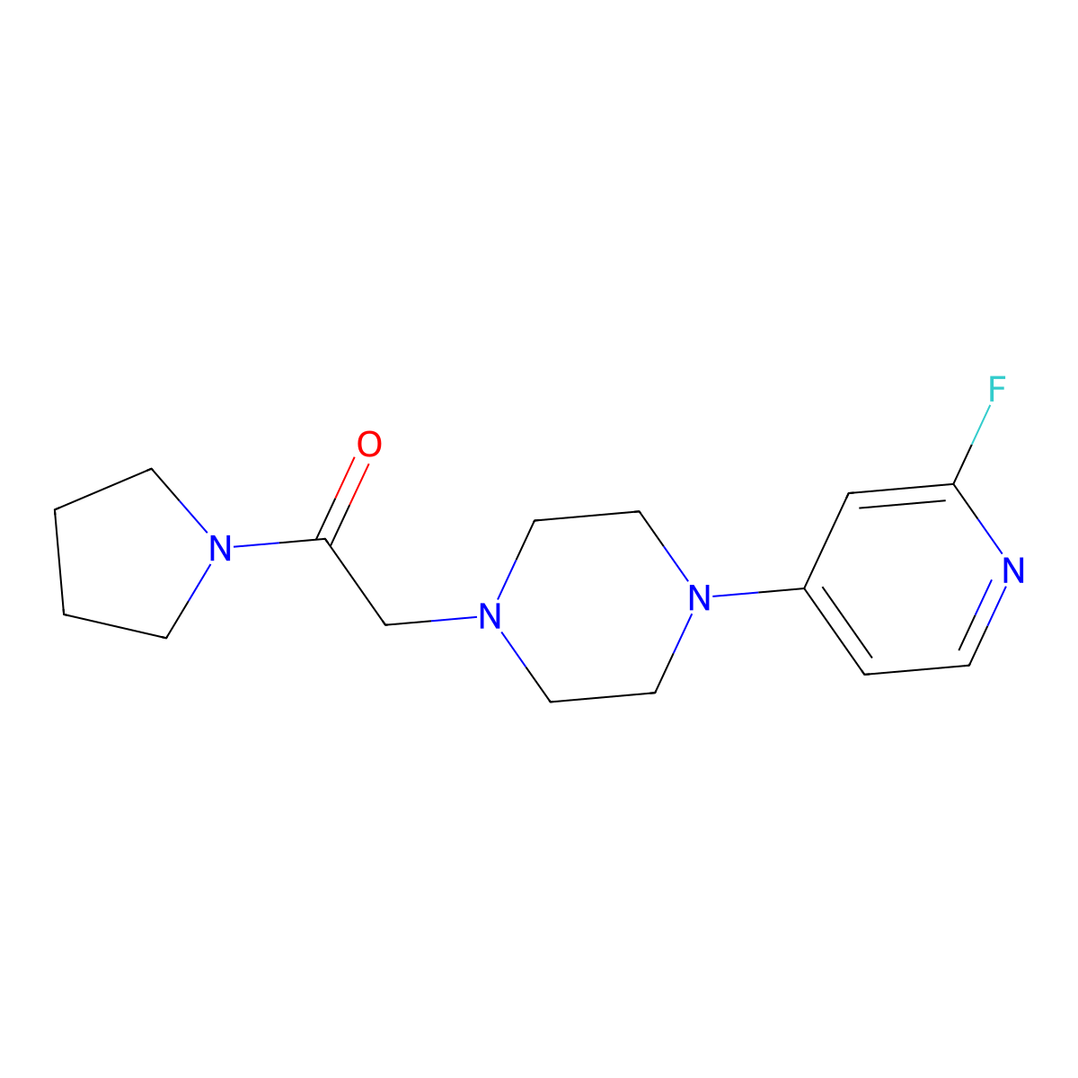 2-[4-(2-Fluoropyridin-4-yl)piperazin-1-yl]-1-(pyrrolidin-1-yl)ethan-1-one molecular structure, CAS 3054612-14-2