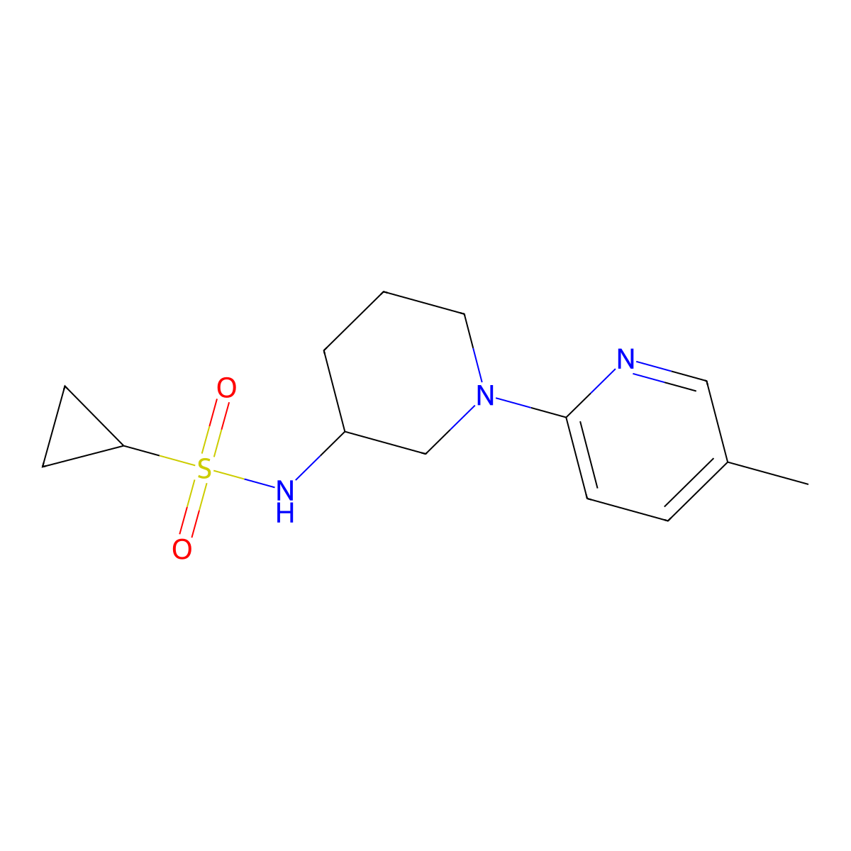 N-[1-(5-methylpyridin-2-yl)piperidin-3-yl]cyclopropanesulfonamide molecular structure, CAS 3054612-26-6