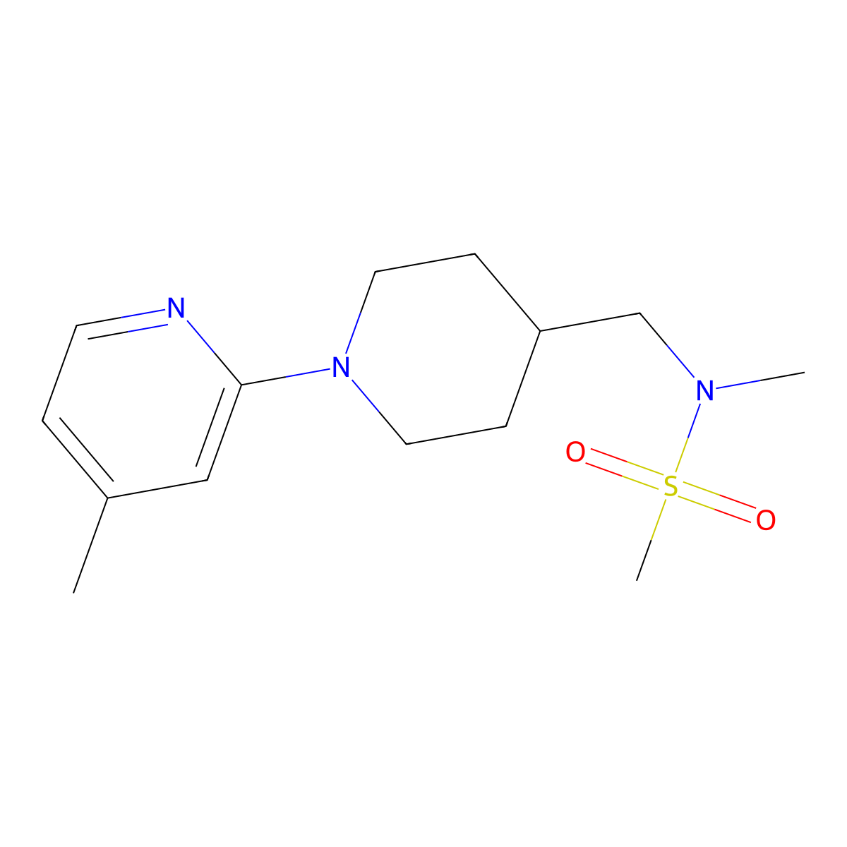 N-methyl-N-{[1-(4-methylpyridin-2-yl)piperidin-4-yl]methyl}methanesulfonamide molecular structure, CAS 3054612-27-7