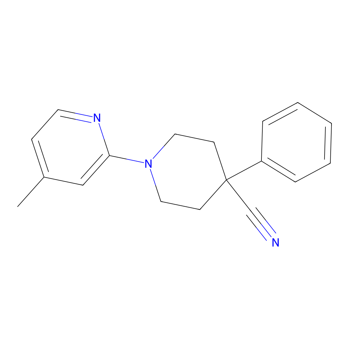 1-(4-Methylpyridin-2-yl)-4-phenylpiperidine-4-carbonitrile molecular structure, CAS 3054612-33-5