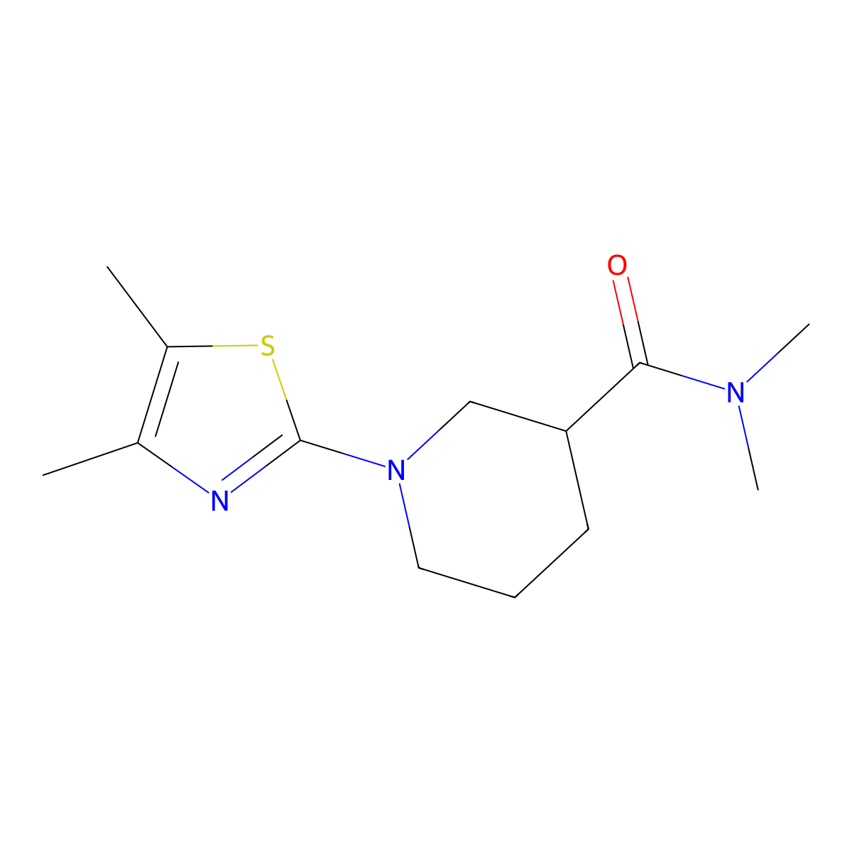 1-(4,5-dimethyl-1,3-thiazol-2-yl)-N,N-dimethylpiperidine-3-carboxamide molecular structure, CAS 3054612-34-6