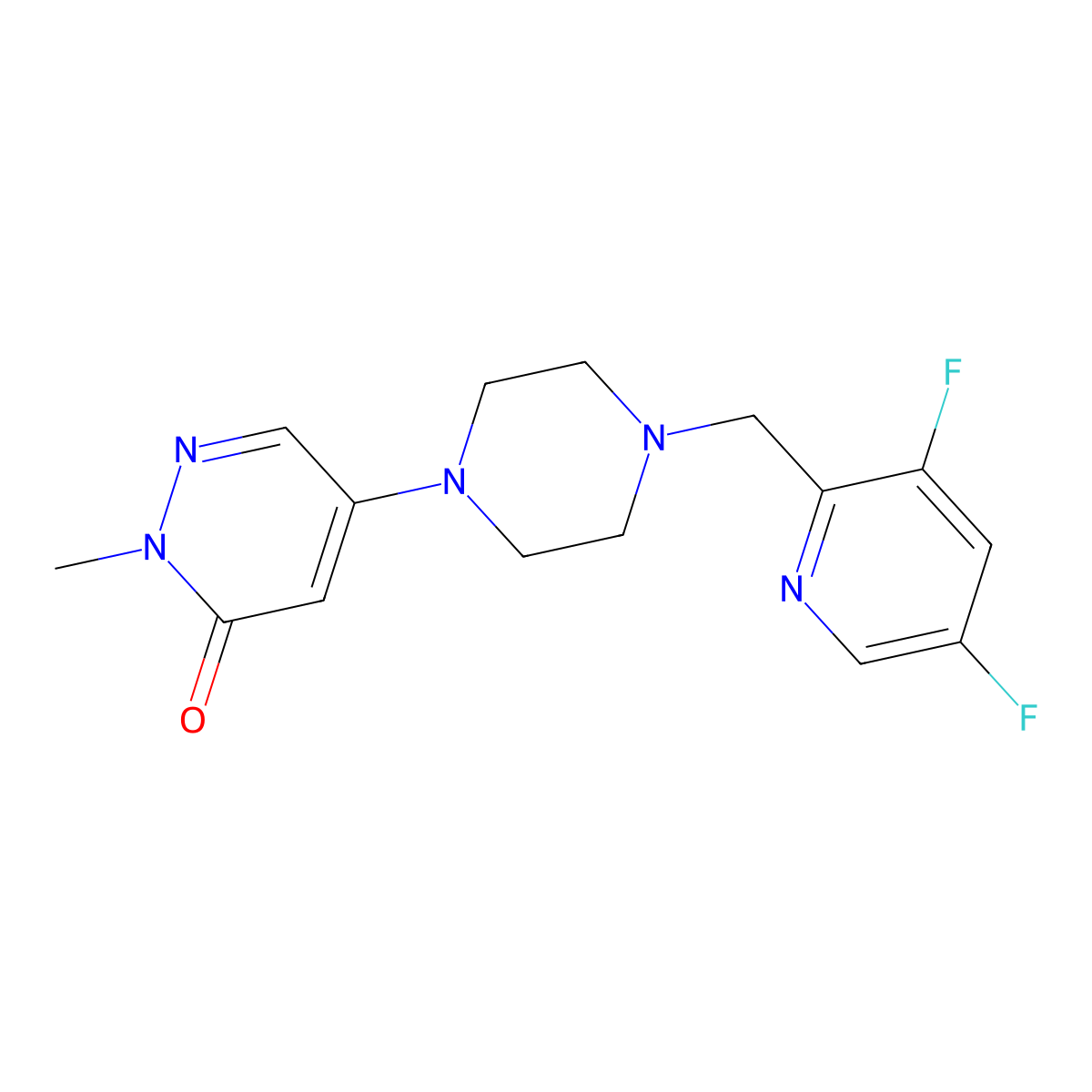 5-{4-[(3,5-Difluoropyridin-2-yl)methyl]piperazin-1-yl}-2-methyl-2,3-dihydropyridazin-3-one molecular structure, CAS 3054612-36-8