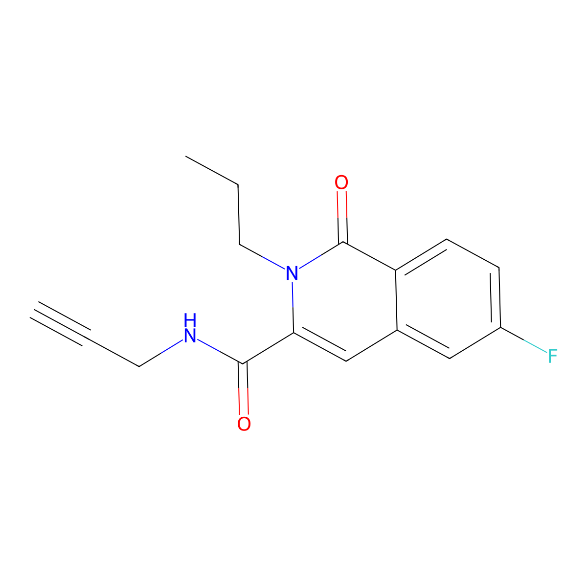 6-fluoro-1-oxo-N-(prop-2-yn-1-yl)-2-propyl-1,2-dihydroisoquinoline-3-carboxamide molecular structure, CAS 3054612-40-4