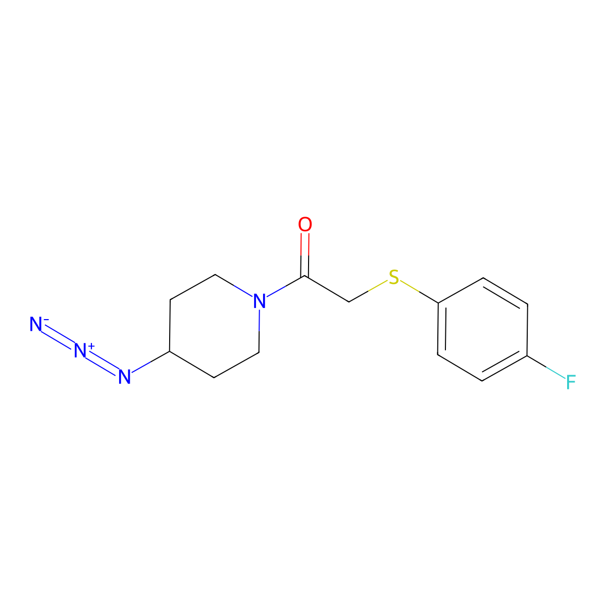 1-(4-Azidopiperidin-1-yl)-2-[(4-fluorophenyl)sulfanyl]ethan-1-one molecular structure, CAS 3054612-47-1