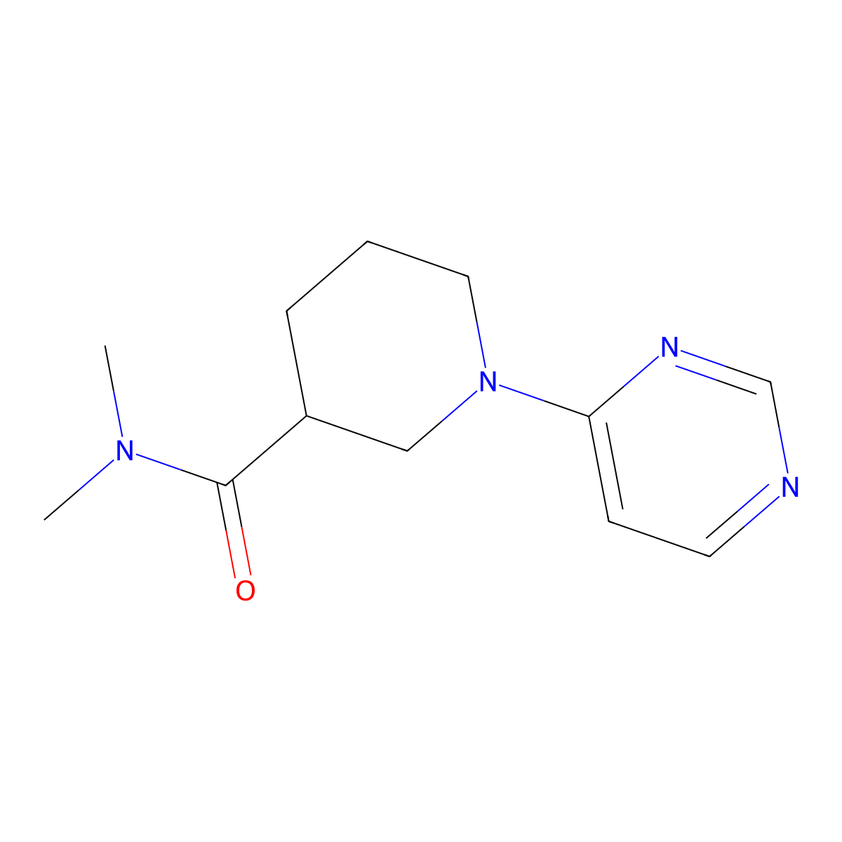N,N-dimethyl-1-(pyrimidin-4-yl)piperidine-3-carboxamide molecular structure, CAS 3054612-50-6
