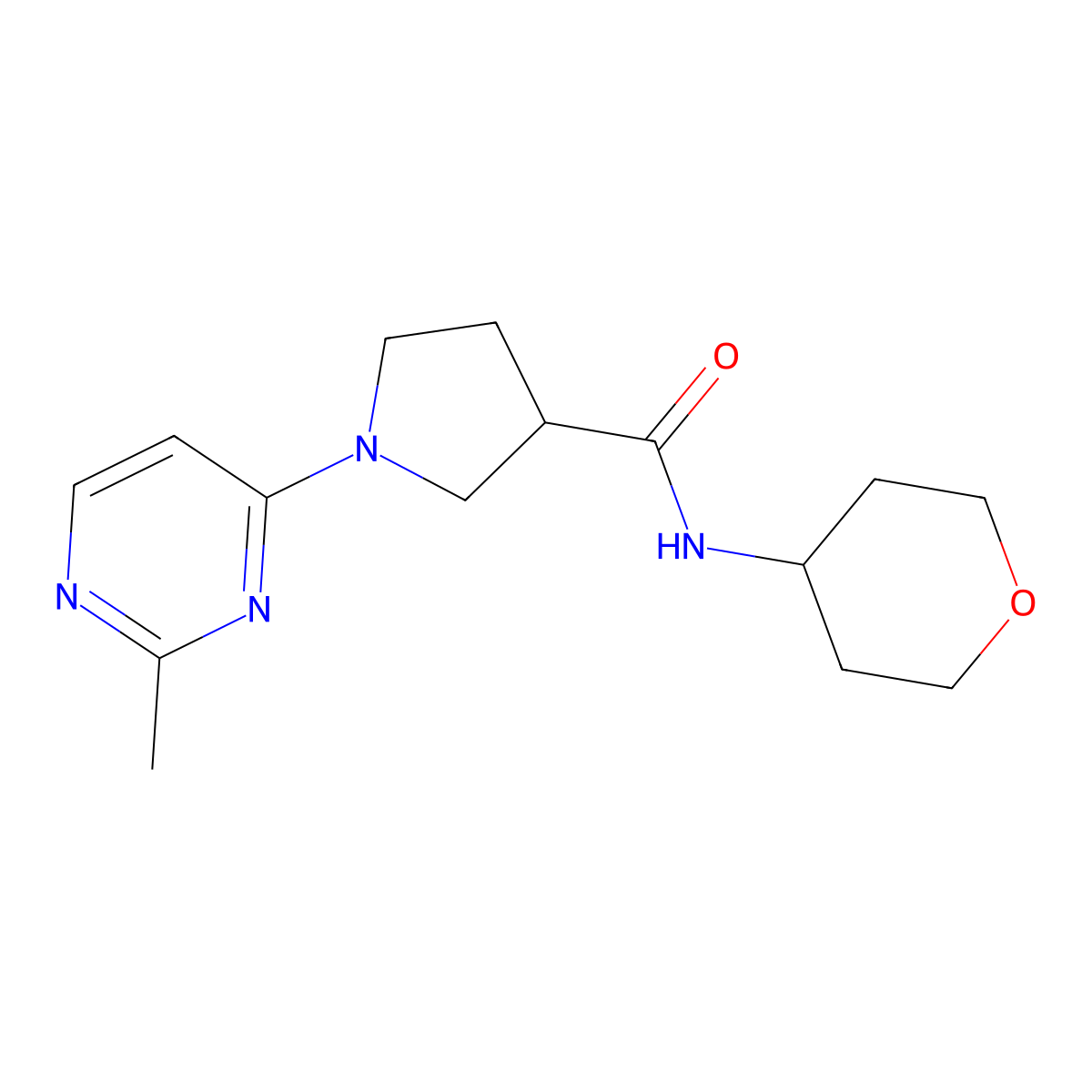 1-(2-methylpyrimidin-4-yl)-N-(oxan-4-yl)pyrrolidine-3-carboxamide molecular structure, CAS 3054612-52-8
