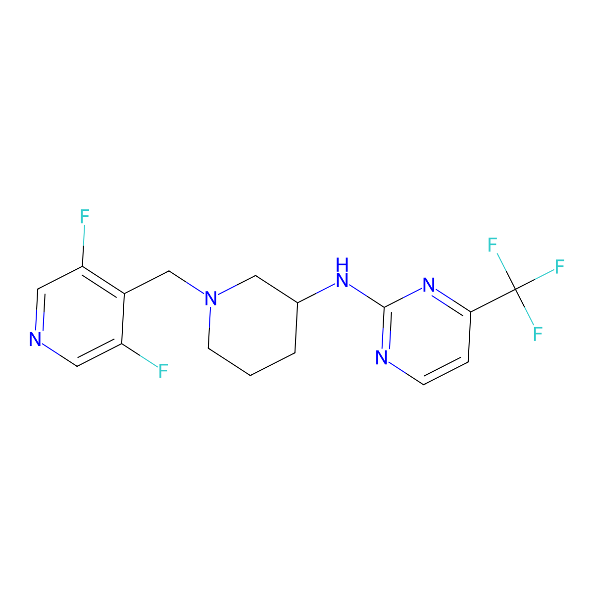 N-{1-[(3,5-difluoropyridin-4-yl)methyl]piperidin-3-yl}-4-(trifluoromethyl)pyrimidin-2-amine molecular structure, CAS 3054612-54-0