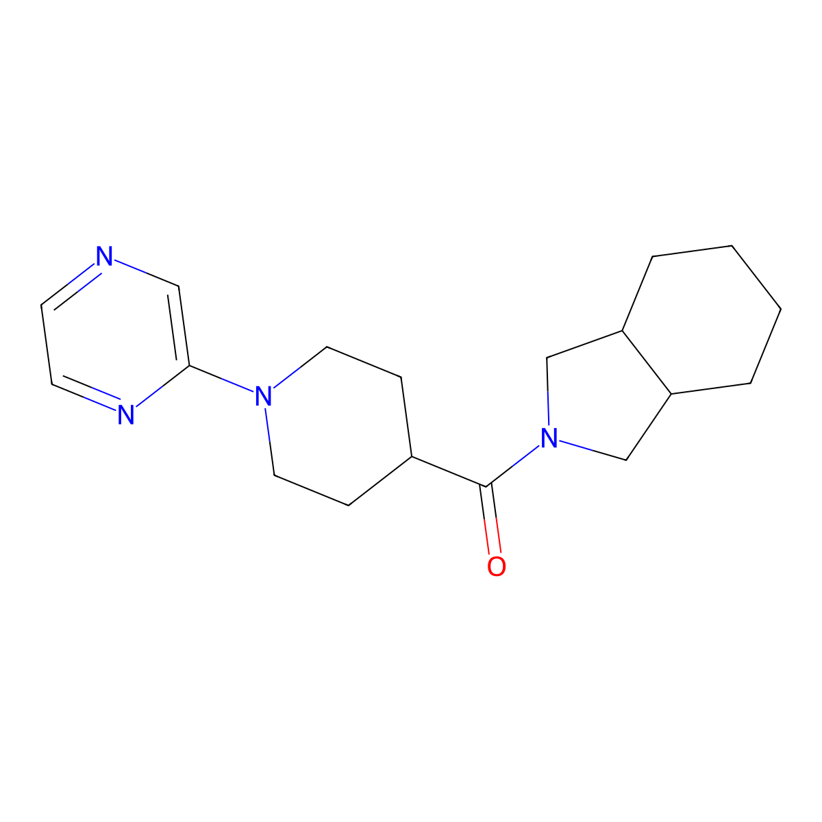 2-[1-(pyrazin-2-yl)piperidine-4-carbonyl]-octahydro-1H-isoindole molecular structure, CAS 3054612-55-1