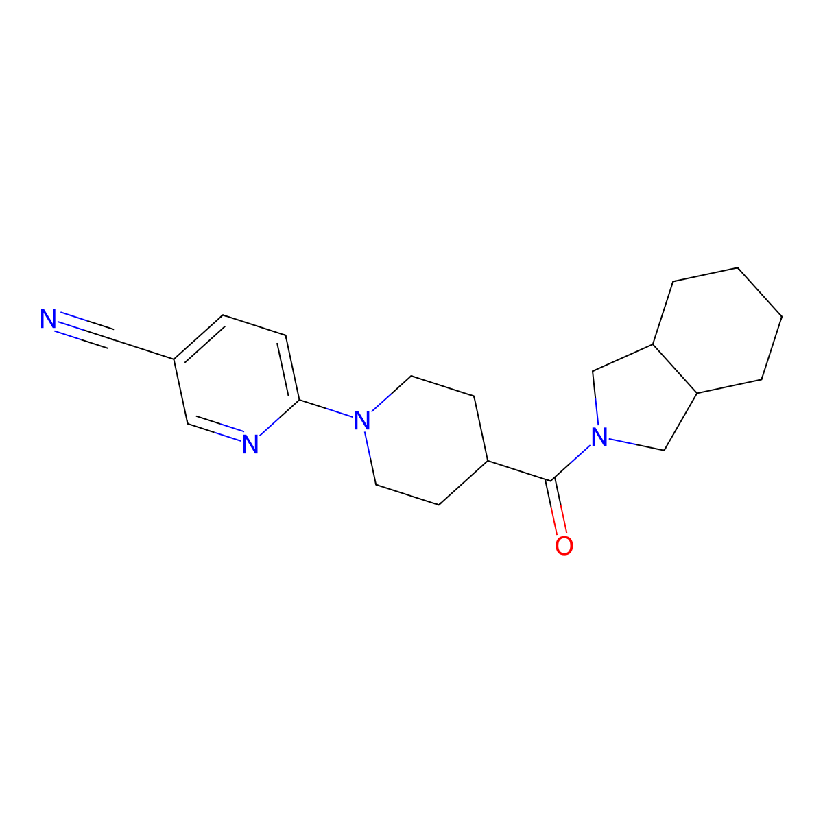 6-[4-(octahydro-1H-isoindole-2-carbonyl)piperidin-1-yl]pyridine-3-carbonitrile molecular structure, CAS 3054612-57-3