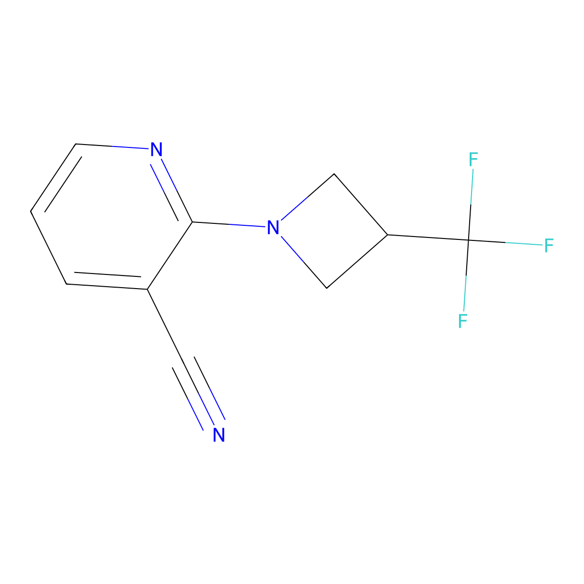 2-[3-(Trifluoromethyl)azetidin-1-yl]pyridine-3-carbonitrile molecular structure, CAS 3054612-61-9