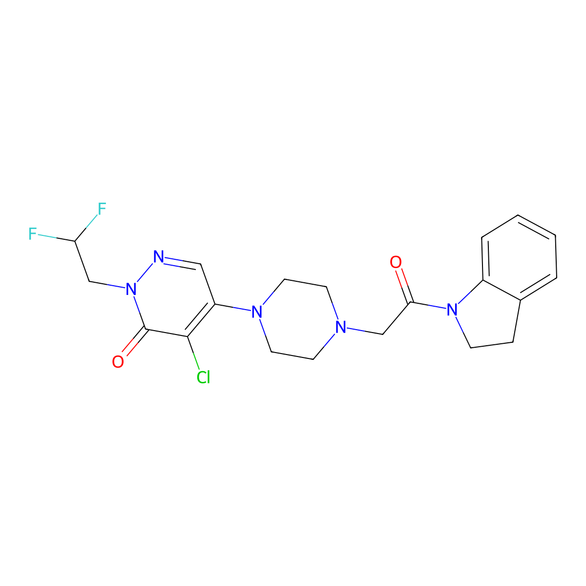 4-Chloro-2-(2,2-difluoroethyl)-5-[4-(pyridin-2-yl)piperazin-1-yl]-2,3-dihydropyridazin-3-one molecular structure, CAS 3054612-62-0