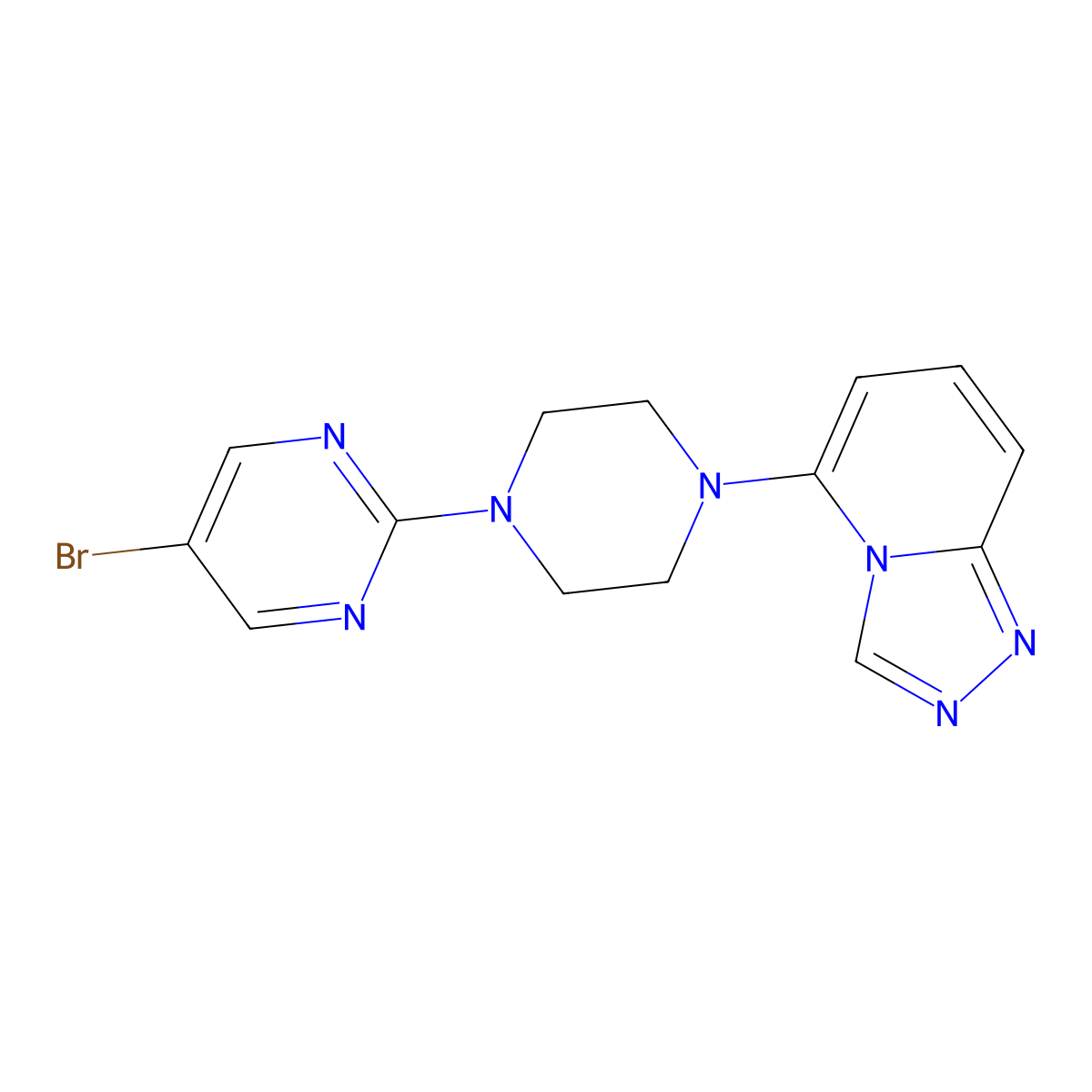 5-Bromo-2-(4-{[1,2,4]triazolo[4,3-a]pyridin-5-yl}piperazin-1-yl)pyrimidine molecular structure, CAS 3054612-70-0