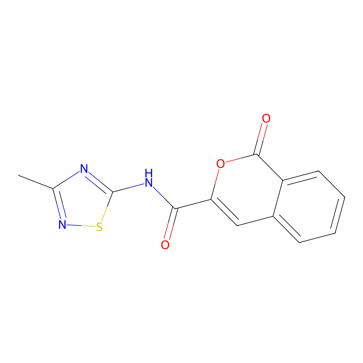 N-(3-methyl-1,2,4-thiadiazol-5-yl)-1-oxo-1H-isochromene-3-carboxamide molecular structure, CAS 3054612-73-3