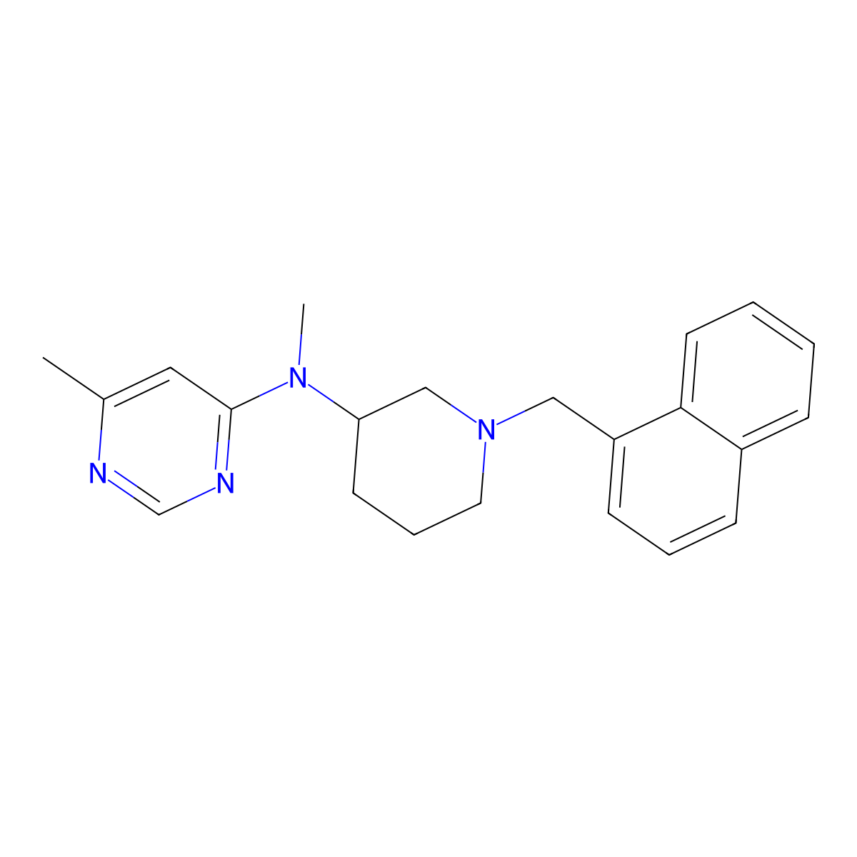 N,6-dimethyl-N-{1-[(naphthalen-1-yl)methyl]piperidin-3-yl}pyrimidin-4-amine molecular structure, CAS 3054612-77-7