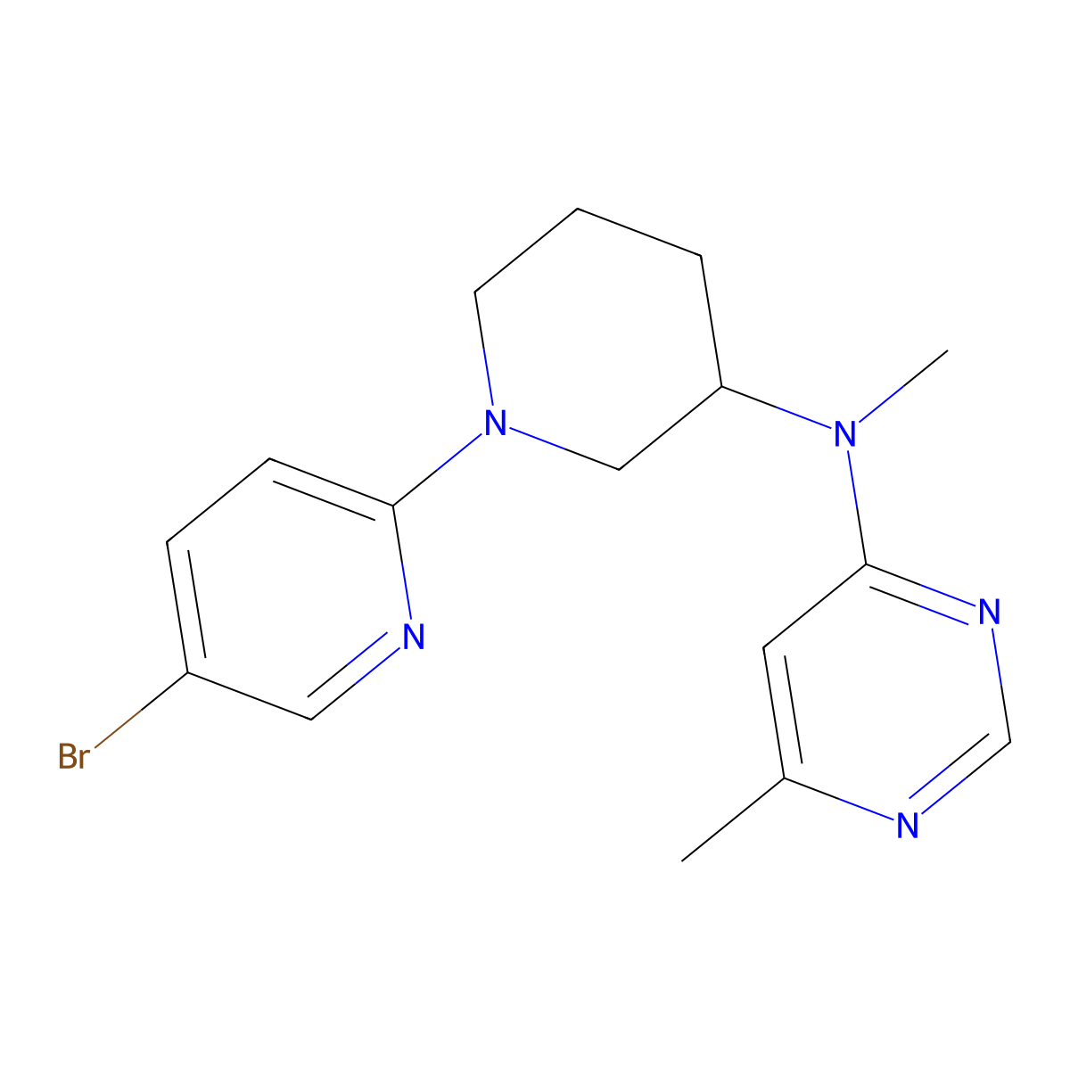 N-[1-(5-bromo-2-pyridinyl)piperidin-3-yl]-N,6-dimethylpyrimidin-4-amine molecular structure, CAS 3054612-78-8