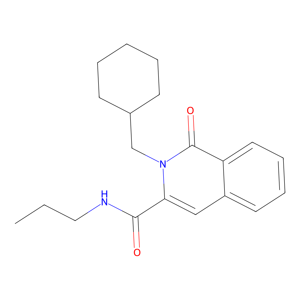 2-(cyclohexylmethyl)-1-oxo-N-propyl-1,2-dihydroisoquinoline-3-carboxamide molecular structure, CAS 3054612-79-9