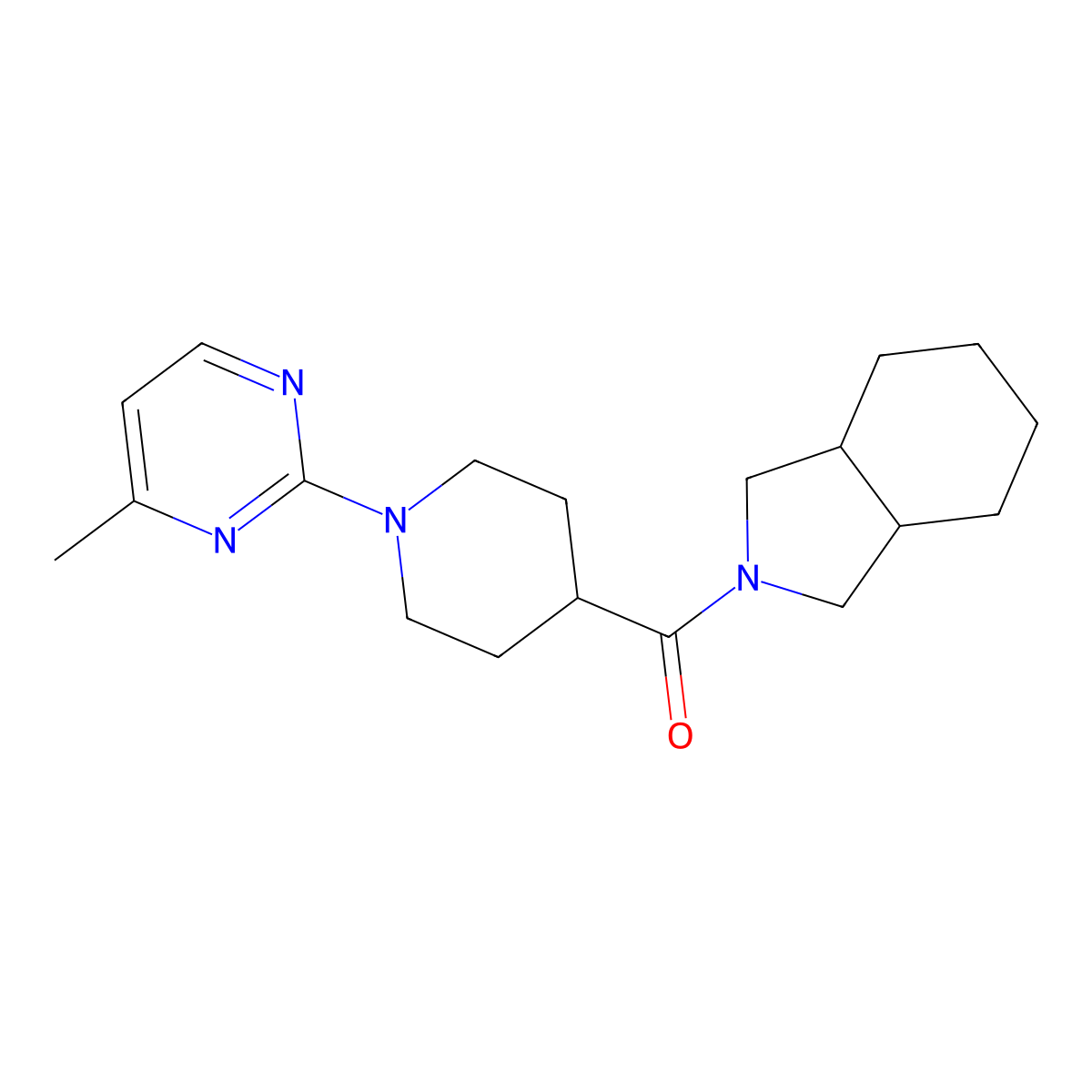 2-[1-(4-methylpyrimidin-2-yl)piperidine-4-carbonyl]-octahydro-1H-isoindole molecular structure, CAS 3054612-84-6