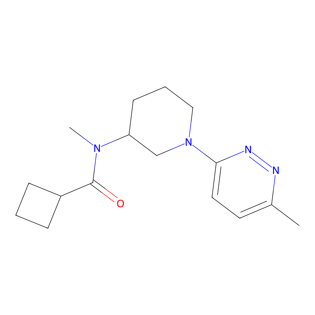 N-methyl-N-[1-(6-methylpyridazin-3-yl)piperidin-3-yl]cyclobutanecarboxamide molecular structure, CAS 3054612-85-7