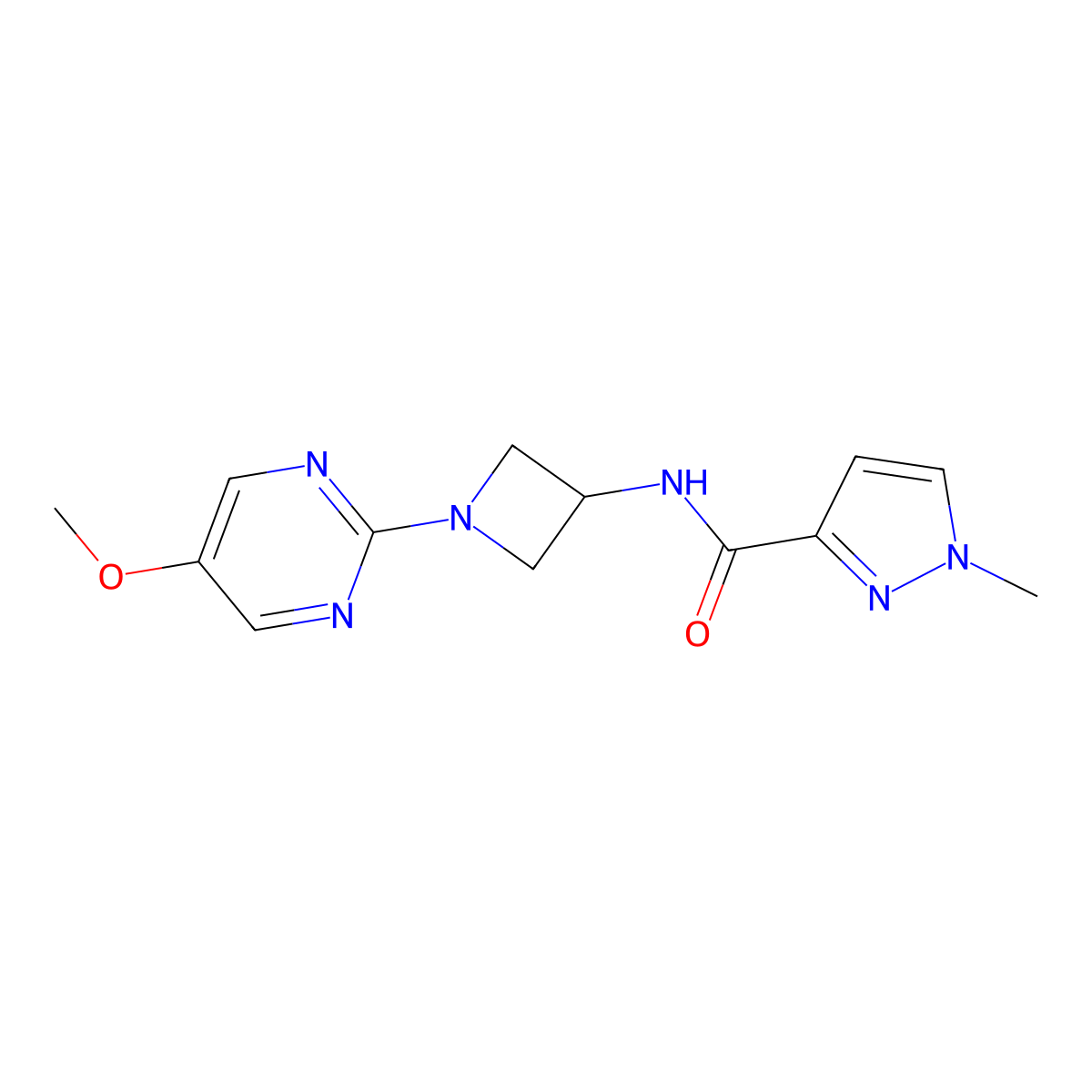 N-[1-(5-methoxypyrimidin-2-yl)azetidin-3-yl]-1-methyl-1H-pyrazole-3-carboxamide molecular structure, CAS 3054612-92-6