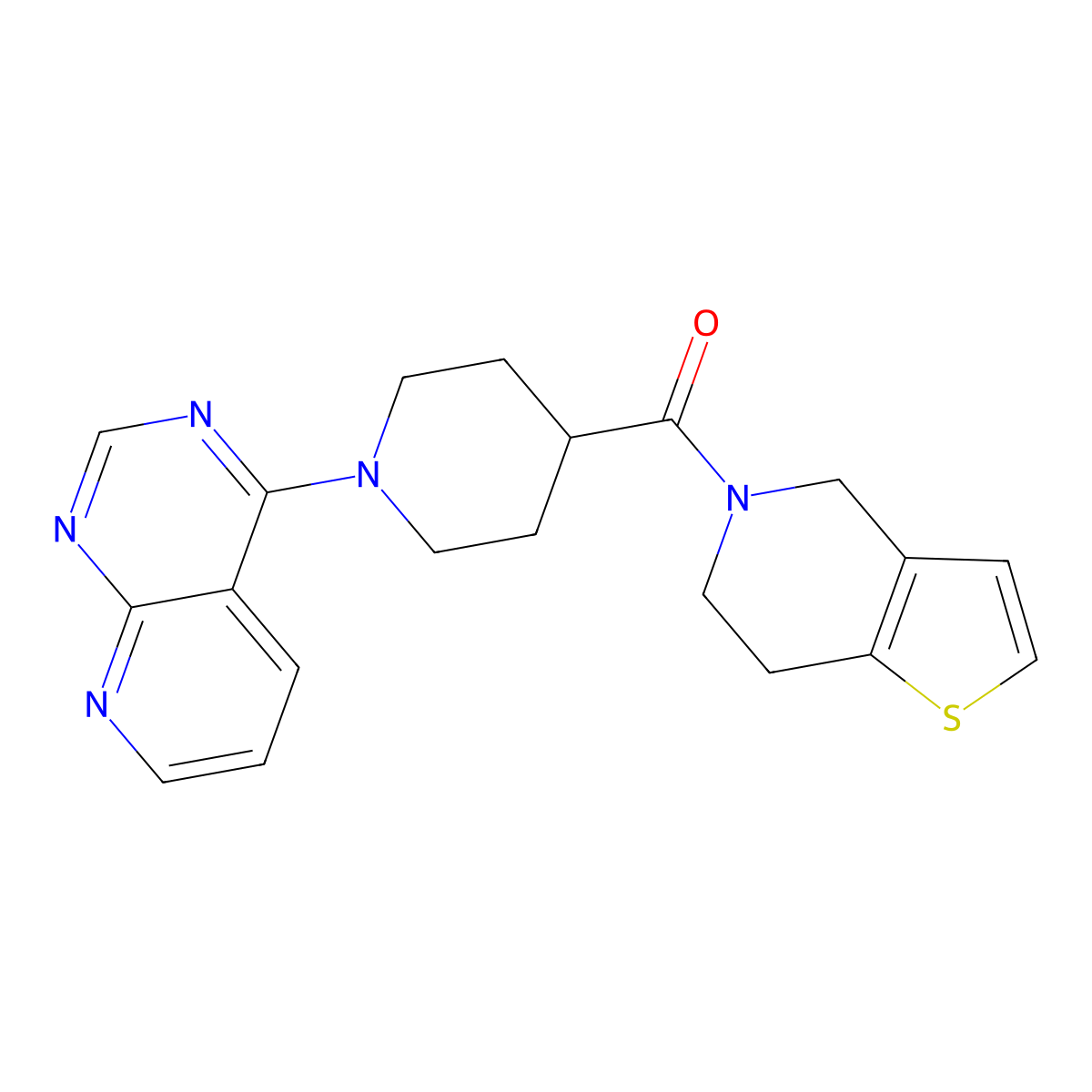 1-{pyrido[2,3-d]pyrimidin-4-yl}-4-{4H,5H,6H,7H-thieno[3,2-c]pyridine-5-carbonyl}piperidine molecular structure, CAS 3054612-93-7