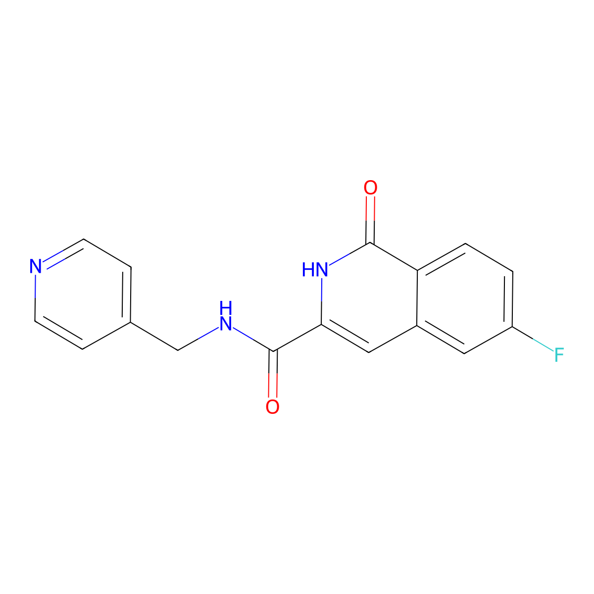 6-fluoro-1-oxo-N-[(pyridin-4-yl)methyl]-1,2-dihydroisoquinoline-3-carboxamide molecular structure, CAS 3054612-94-8