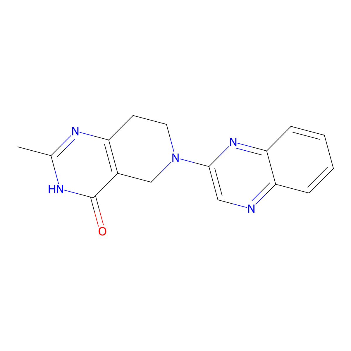 2-methyl-6-(quinoxalin-2-yl)-3H,4H,5H,6H,7H,8H-pyrido[4,3-d]pyrimidin-4-one molecular structure, CAS 3054612-96-0