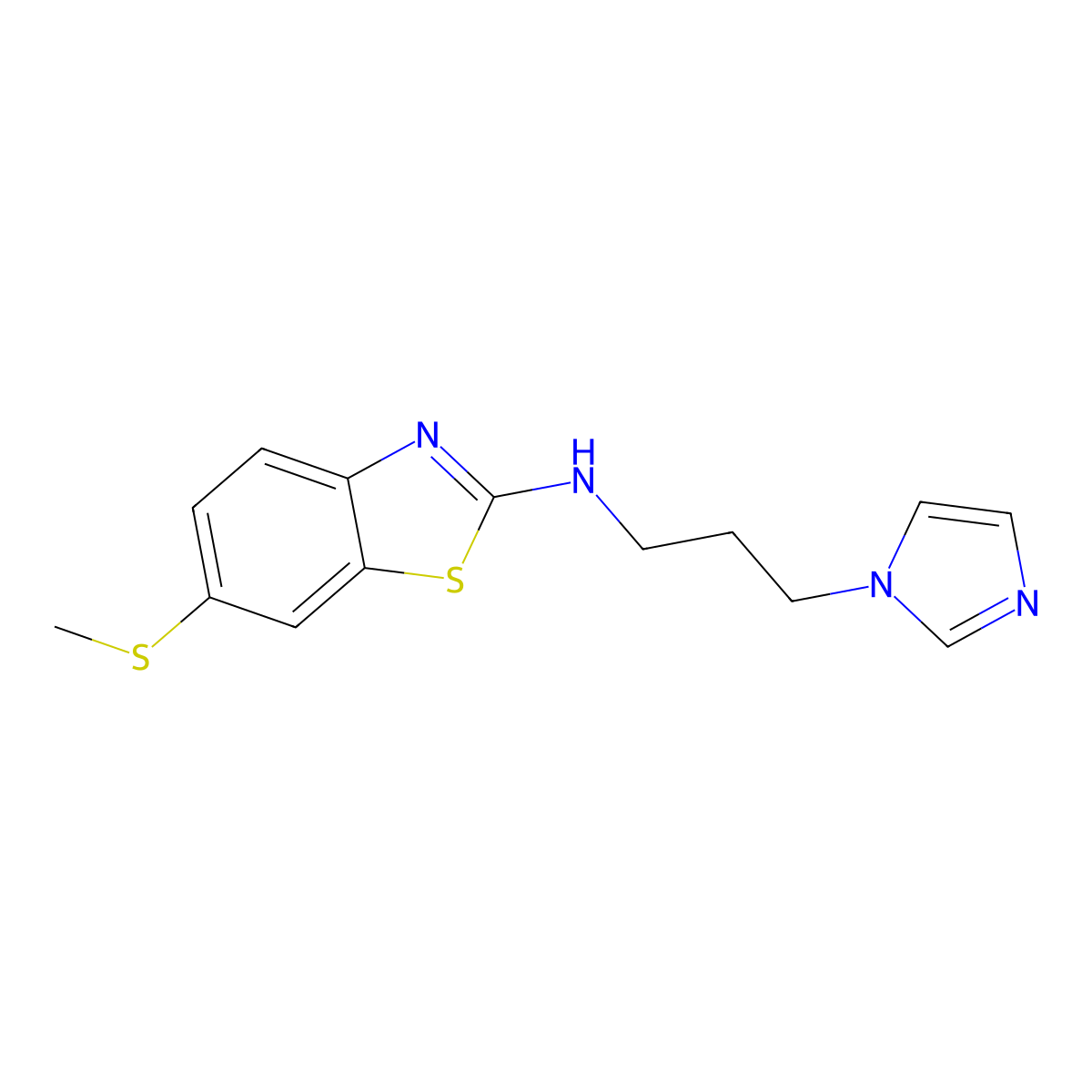 N-[3-(1H-imidazol-1-yl)propyl]-6-(methylsulfanyl)-1,3-benzothiazol-2-amine molecular structure, CAS 3054613-01-0