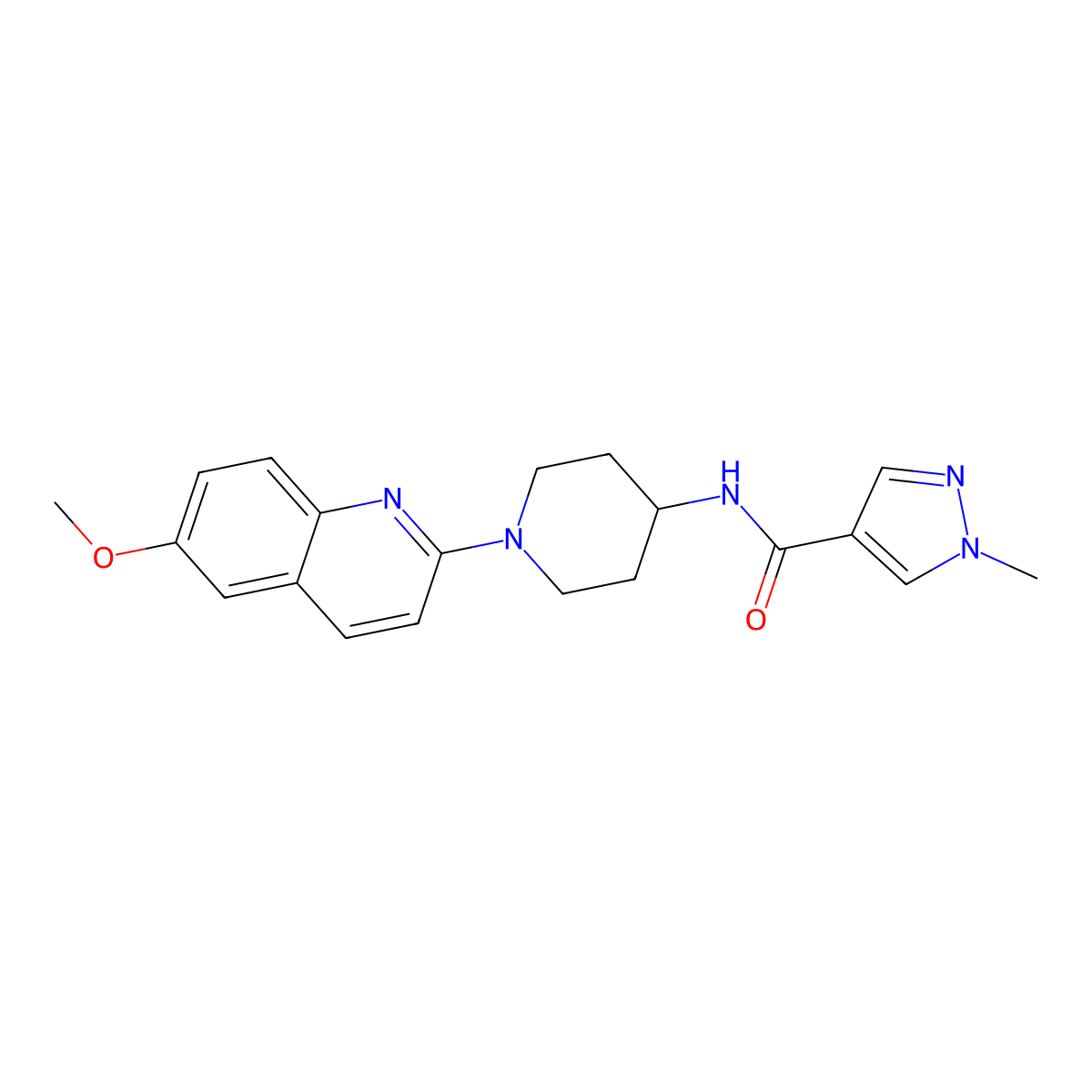 N-[1-(6-methoxyquinolin-2-yl)piperidin-4-yl]-1-methyl-1H-pyrazole-4-carboxamide molecular structure, CAS 3054613-12-3