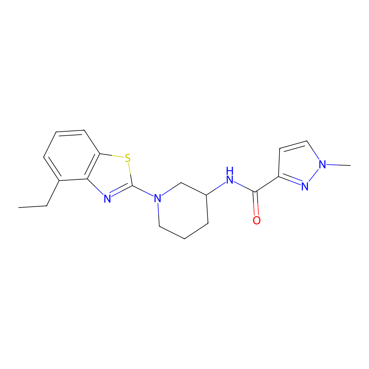 N-[1-(4-ethyl-1,3-benzothiazol-2-yl)piperidin-3-yl]-1-methyl-1H-pyrazole-3-carboxamide molecular structure, CAS 3054613-13-4