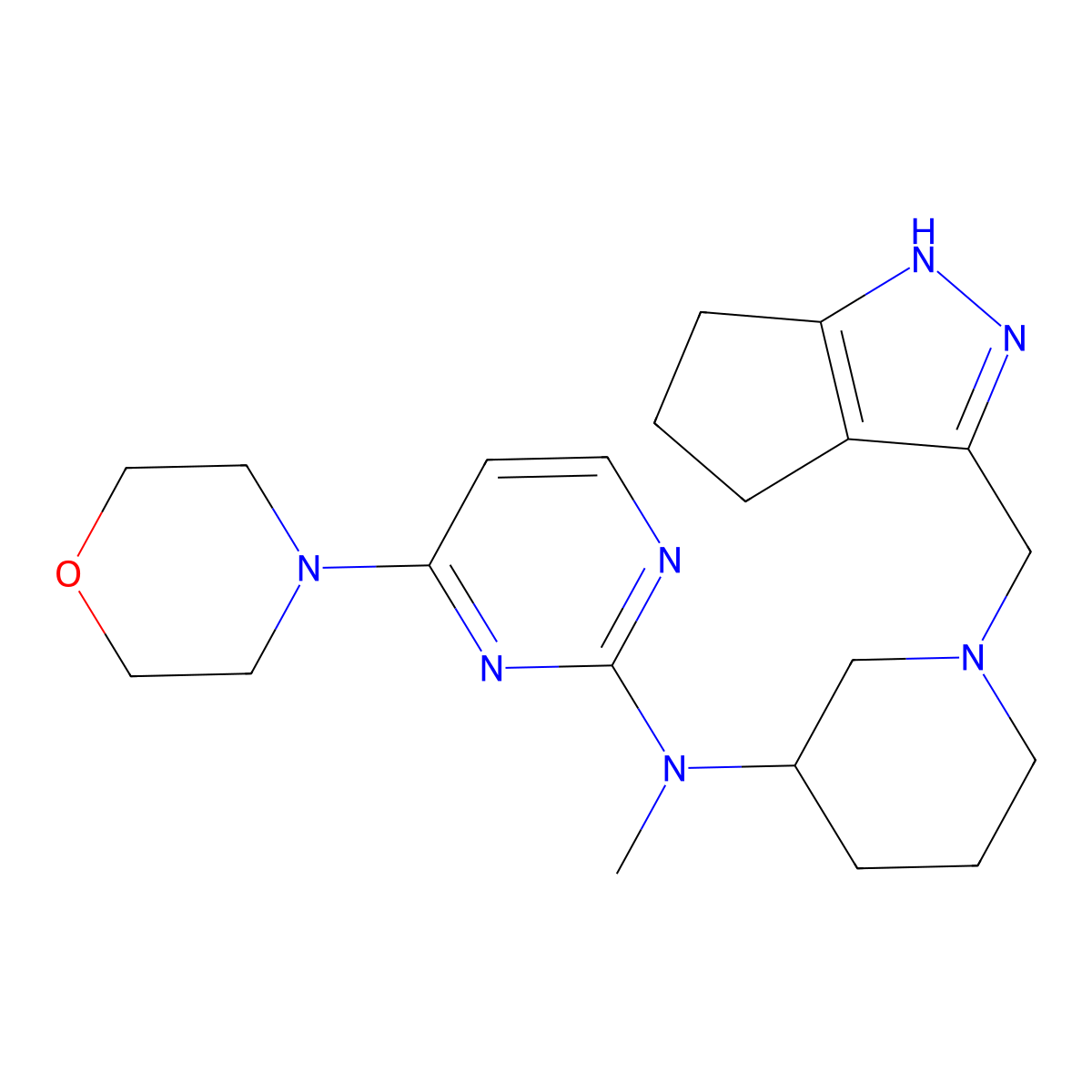 N-[1-({1H,4H,5H,6H-cyclopenta[c]pyrazol-3-yl}methyl)piperidin-3-yl]-N-methyl-4-(morpholin-4-yl)pyrimidin-2-amine molecular structure, CAS 3054613-15-6