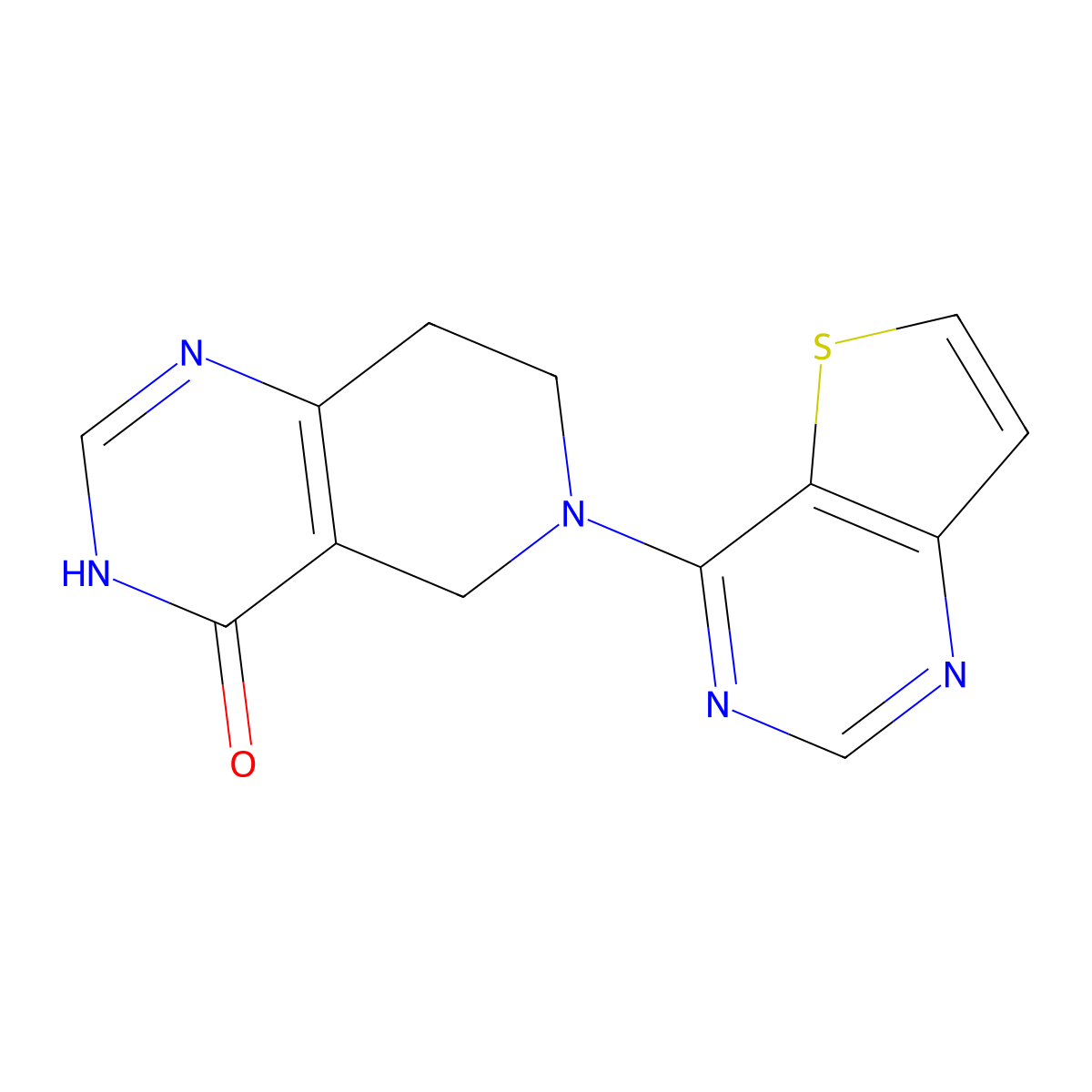6-{thieno[3,2-d]pyrimidin-4-yl}-3H,4H,5H,6H,7H,8H-pyrido[4,3-d]pyrimidin-4-one molecular structure, CAS 3054613-18-9