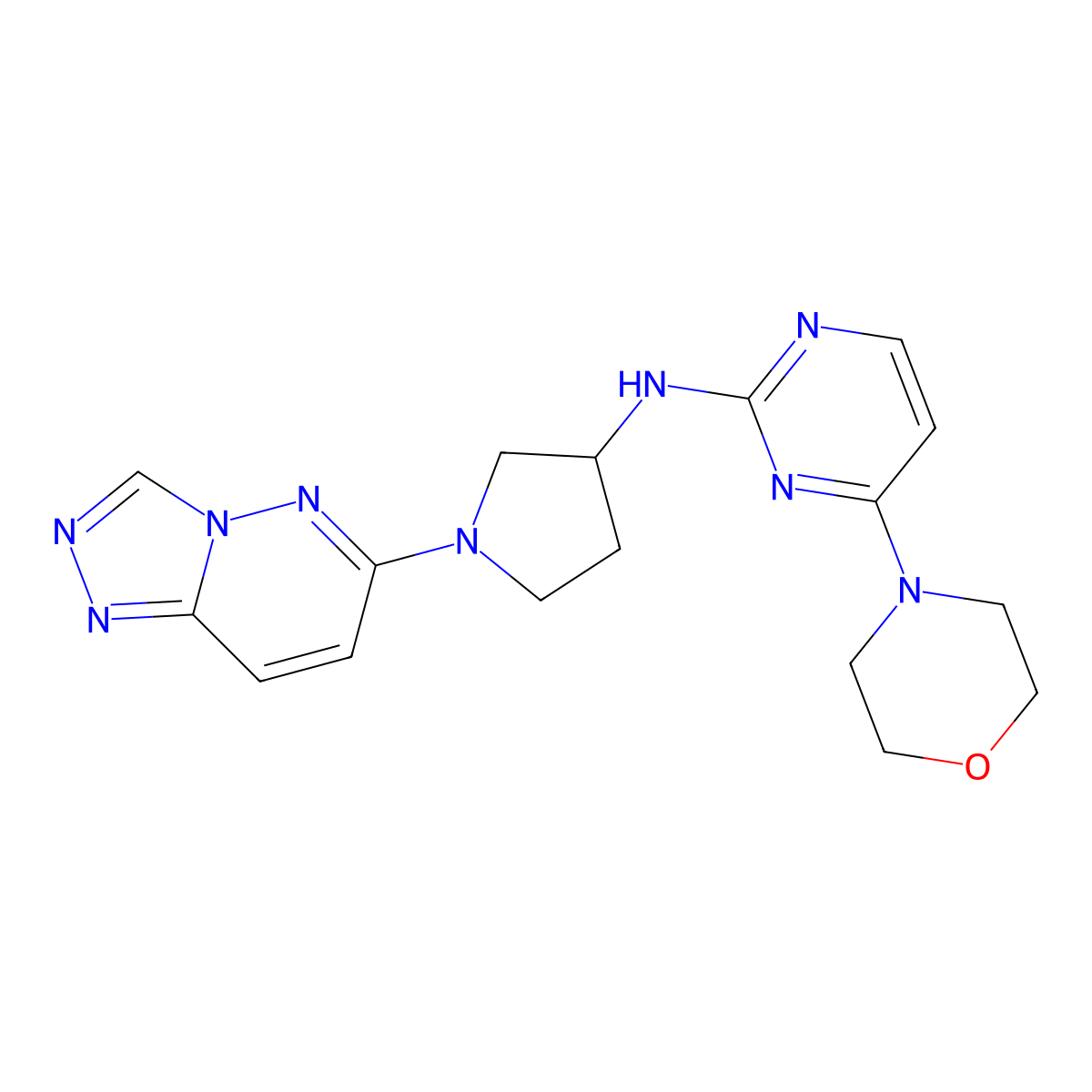 4-(morpholin-4-yl)-N-(1-{[1,2,4]triazolo[4,3-b]pyridazin-6-yl}pyrrolidin-3-yl)pyrimidin-2-amine molecular structure, CAS 3054613-21-4