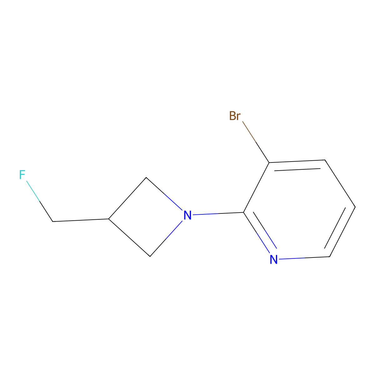 3-Bromo-2-[3-(fluoromethyl)azetidin-1-yl]pyridine molecular structure, CAS 3054613-27-0