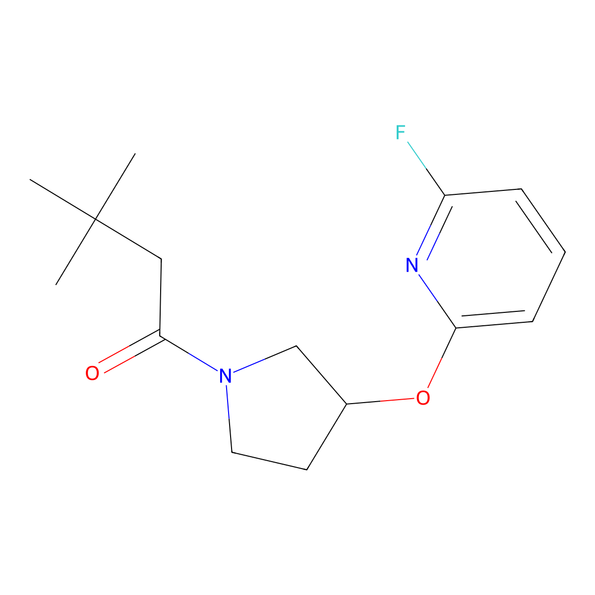 1-{3-[(6-Fluoropyridin-2-yl)oxy]pyrrolidin-1-yl}-3,3-dimethylbutan-1-one molecular structure, CAS 3054613-33-8