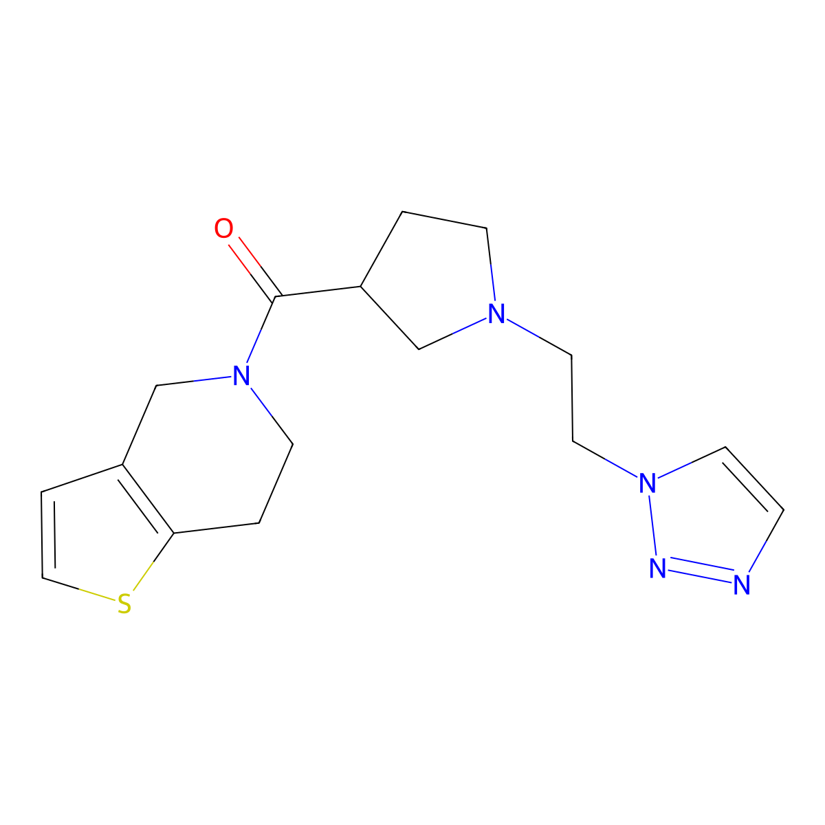 1-[2-(3-{4H,5H,6H,7H-thieno[3,2-c]pyridine-5-carbonyl}pyrrolidin-1-yl)ethyl]-1H-1,2,3-triazole molecular structure, CAS 3054613-34-9