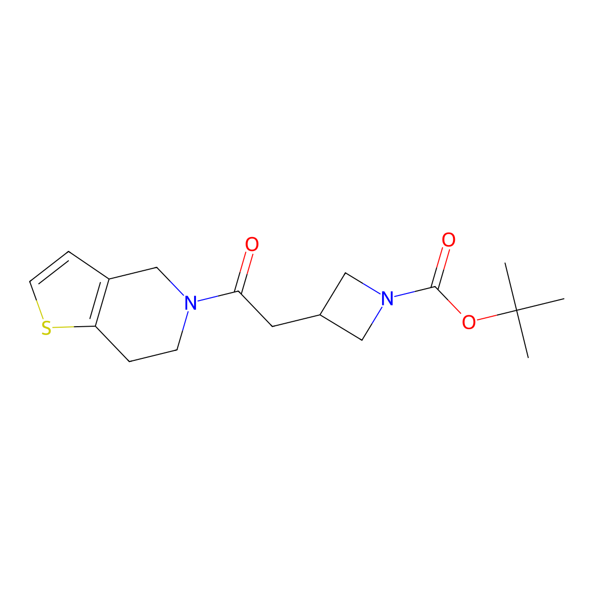tert-butyl 3-(2-oxo-2-{4H,5H,6H,7H-thieno[3,2-c]pyridin-5-yl}ethyl)azetidine-1-carboxylate molecular structure, CAS 3054613-38-3