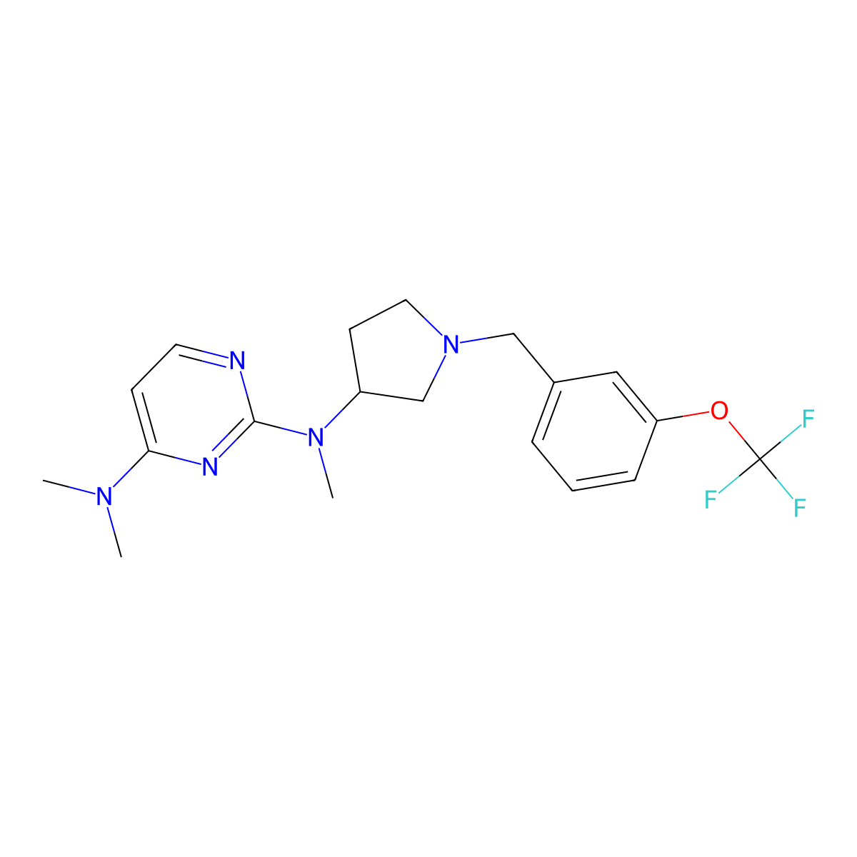 2-N,4-N,4-N-trimethyl-2-N-[1-[[3-(trifluoromethoxy)phenyl]methyl]pyrrolidin-3-yl]pyrimidine-2,4-diamine molecular structure, CAS 3054613-44-1
