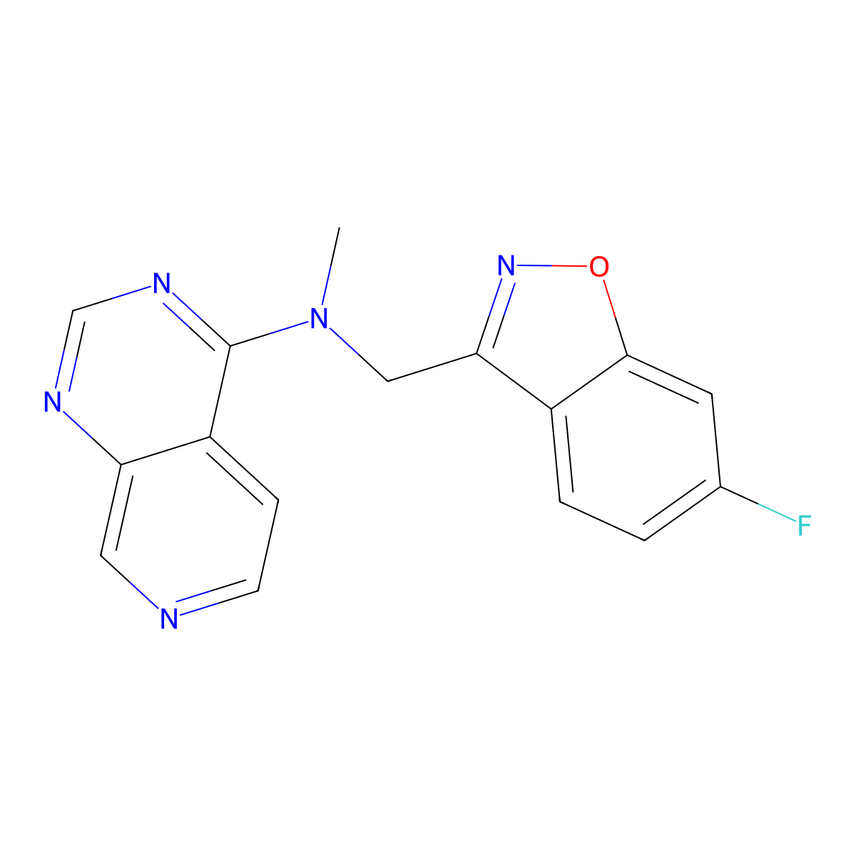 N-[(6-fluoro-1,2-benzoxazol-3-yl)methyl]-N-methylpyrido[3,4-d]pyrimidin-4-amine molecular structure, CAS 3054613-48-5