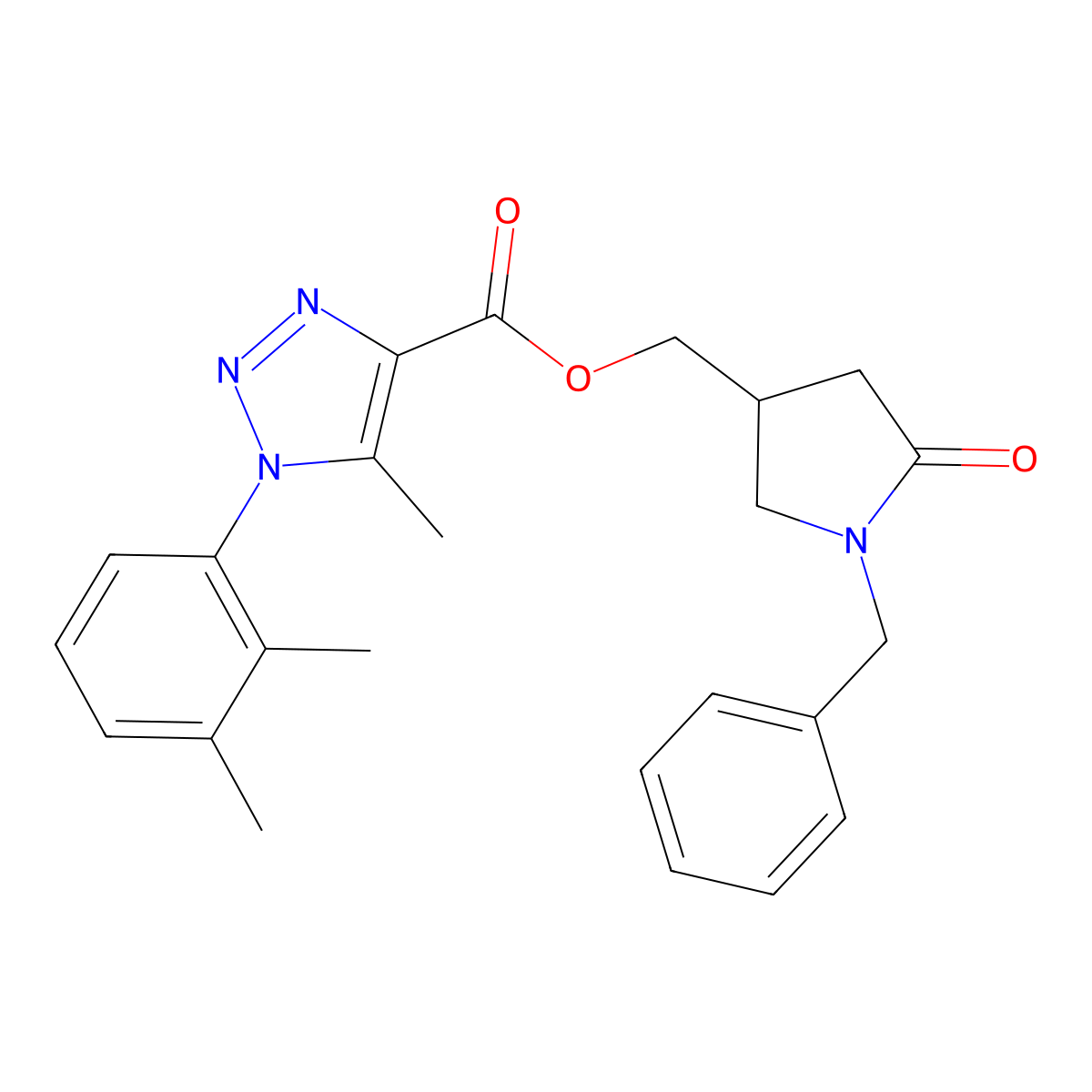 (1-benzyl-5-oxopyrrolidin-3-yl)methyl 1-(2,3-dimethylphenyl)-5-methyl-1H-1,2,3-triazole-4-carboxylate molecular structure, CAS 3054613-49-6